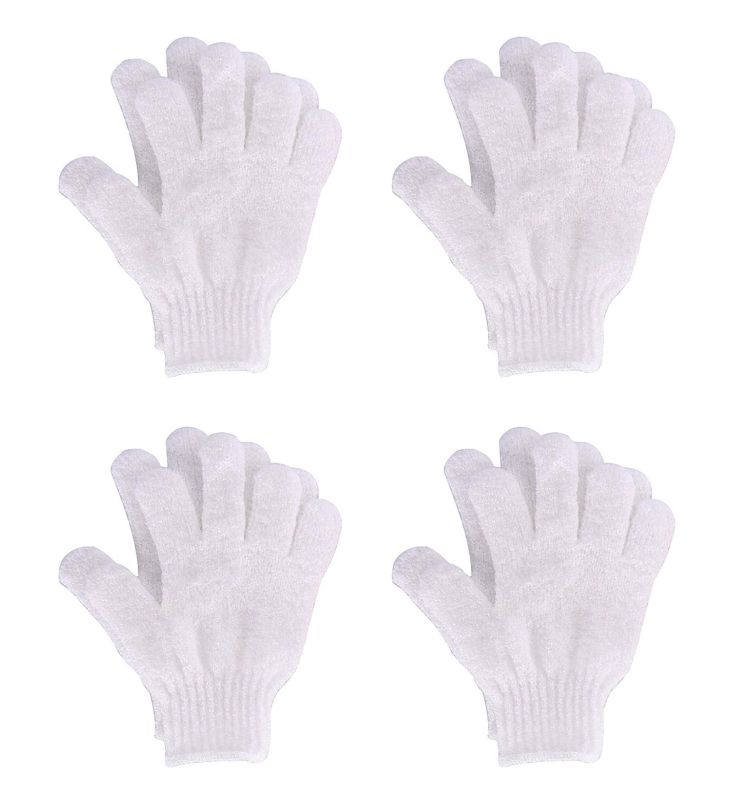 Hotop Dual-sided Exfoliating Shower Gloves - 4 Pairs | Body Bath Scrubs in White - Buy Online on GoSupps.com