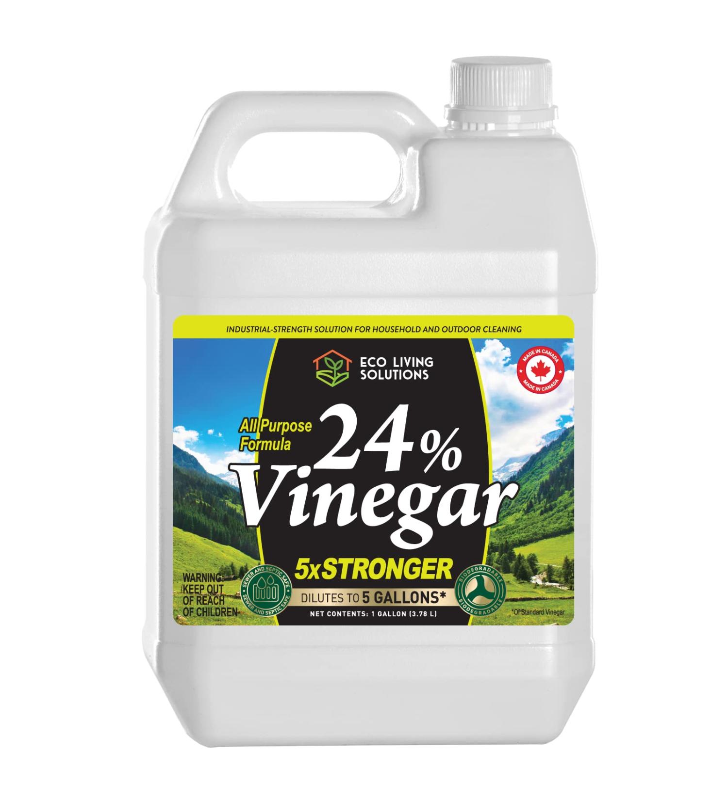 Eco Living Solutions 24% Pure Vinegar | For Home & Garden | 5X Stronger Than Vinegar | Concentrated Industrial Grade Cleaning Vinegar | Bleach Ammonia and Harmful Chemical Alternative - 1 Gallon - Buy Online on GoSupps.com