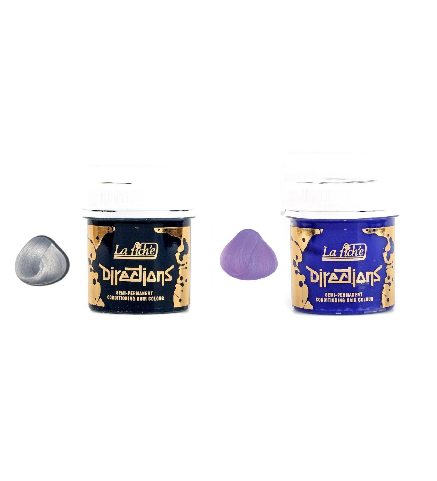 2 X La Riche Directions Semi-Permanent Hair Colour Dye Silver & Lilac Purple 2 count (Pack of 1)