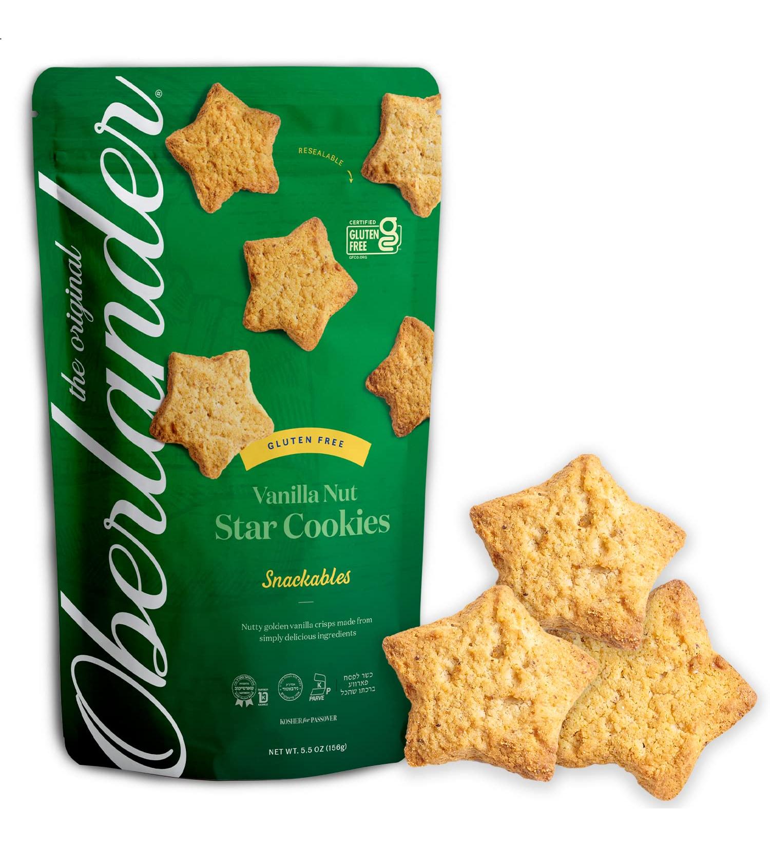 Oberlander Gluten Free Kosher for Passover Vanilla Nut Star Cookie 5.5oz - Dairy Free, Soy Free, Vegan | Snackable Option - Buy Online on GoSupps.com