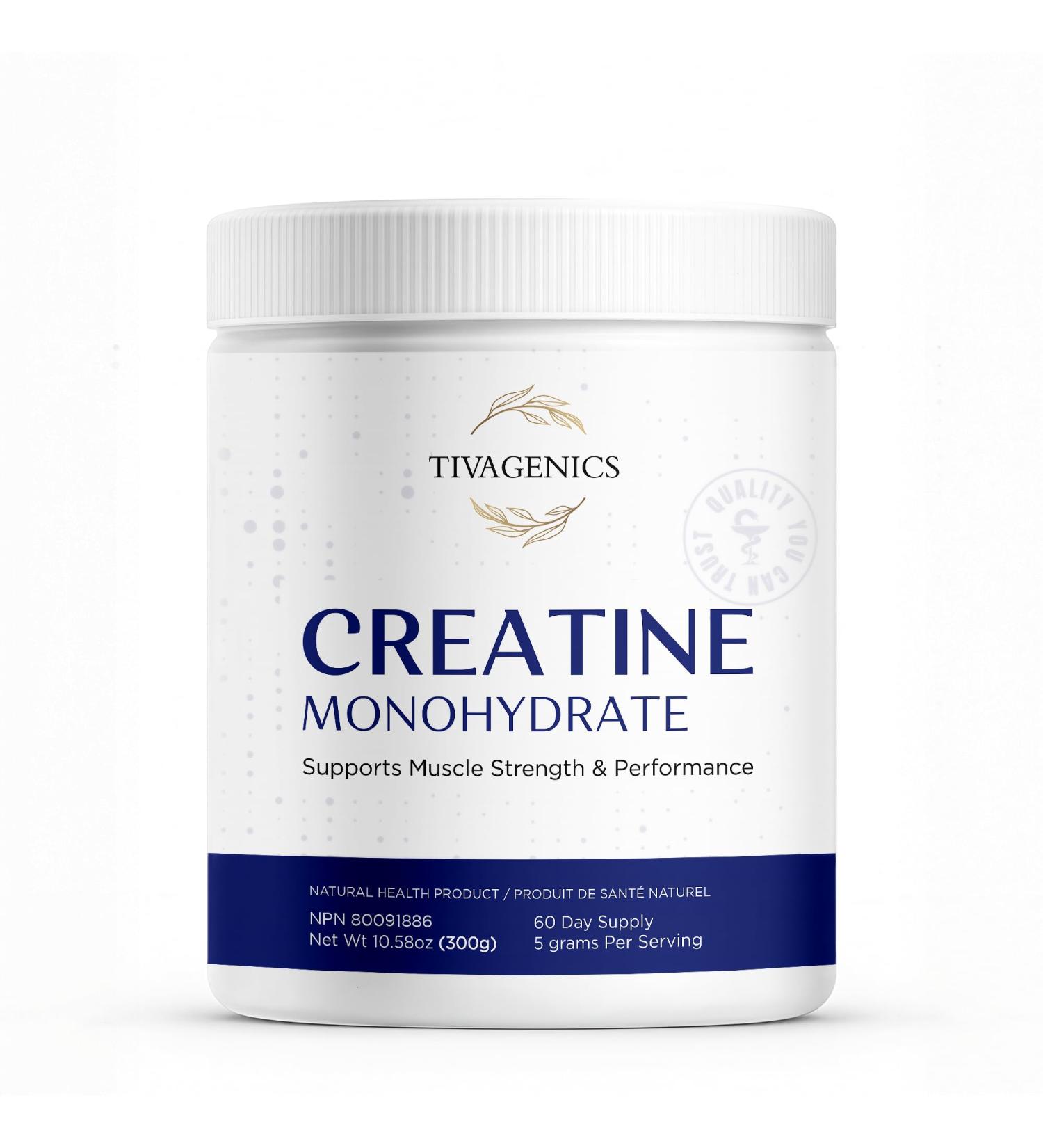 TIVAGENICS Pure Creatine Monohydrate Powder 300g Micronized Supplements 5g Serving for Support Muscle Growth & Health | Unflavored Creatine for Men & Women LabTested Vegan-Friendly 60 Days Supply - Buy Online on GoSupps.com