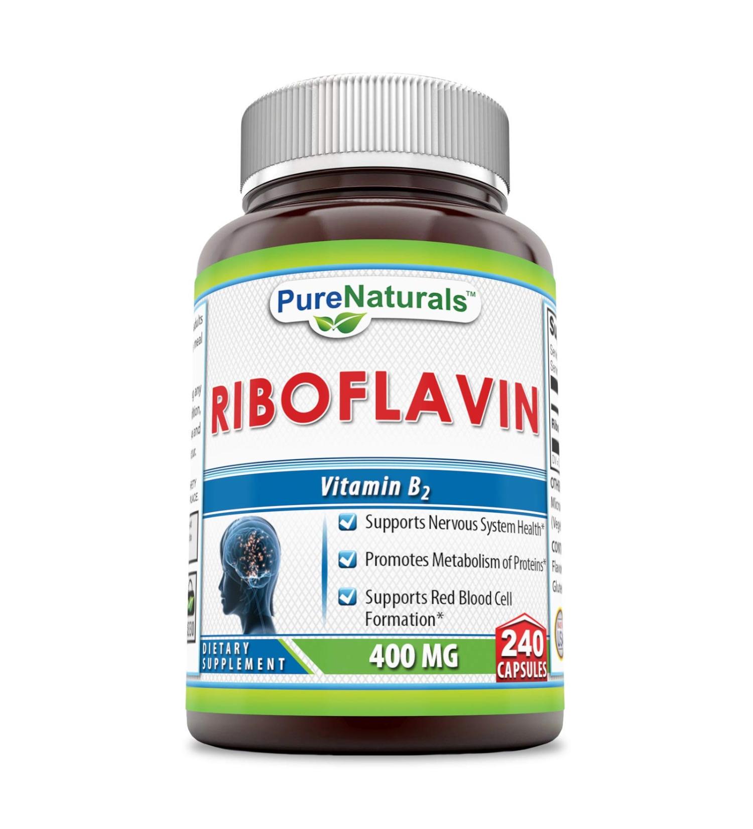 Pure Naturals Riboflavin 400mg 240 Capsules - 240 Count Pack - High Quality Vitamin Supplement - Buy Online on GoSupps.com