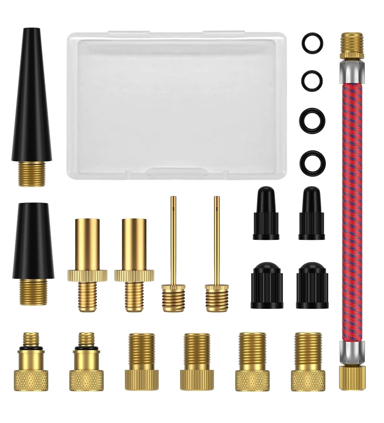 Zuoqiang Bicycle Valve Adapter Set - 21 Pieces for French SV DV AV Valves | Universal Air Pump & Compressor Adapters for Bikes & Balls - Buy Online on GoSupps.com