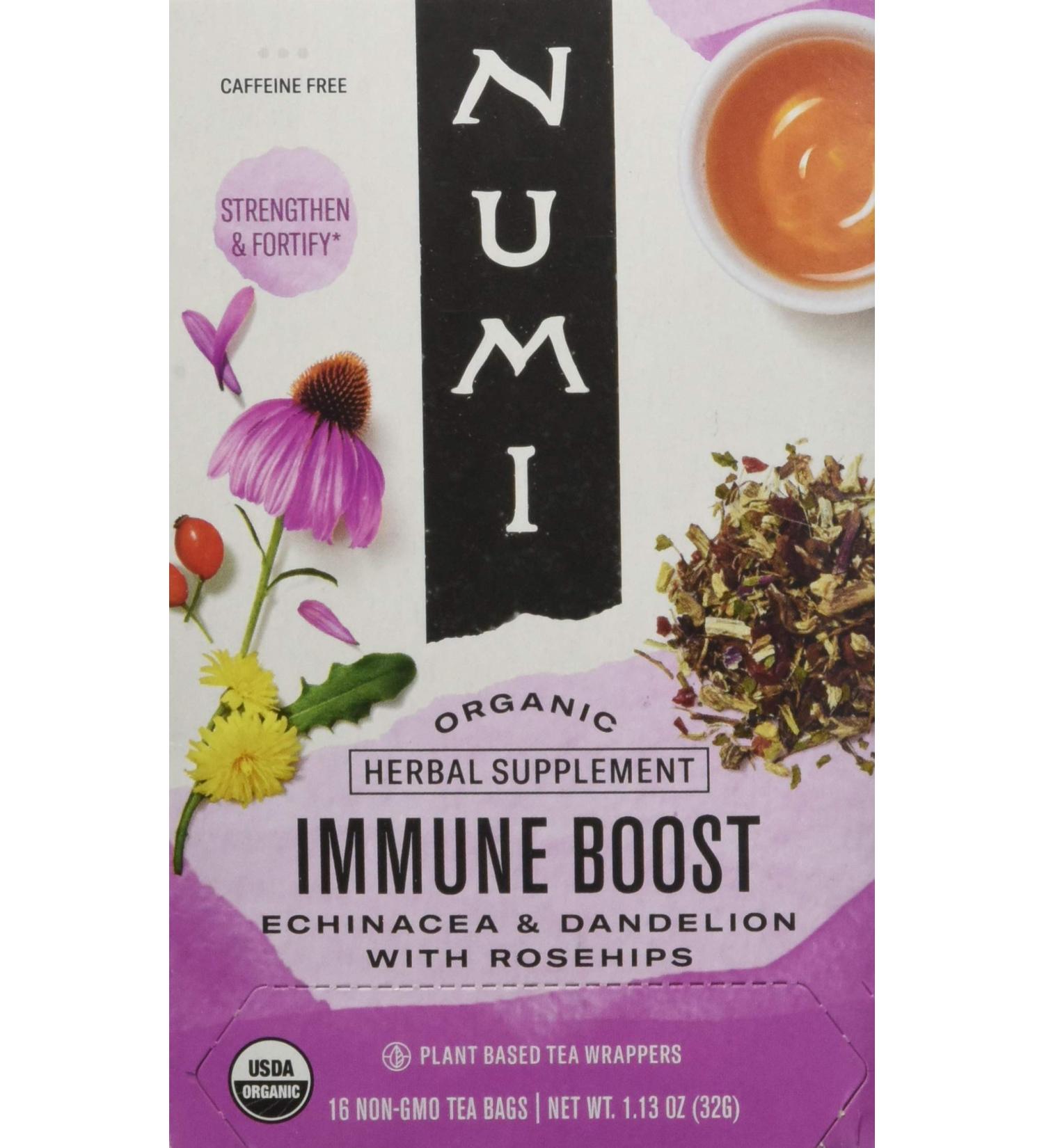 Numi Organic Immune Boost Tea - Caffeine Free, 16 Non-GMO Bags | 1.13 oz - Buy Online on GoSupps.com