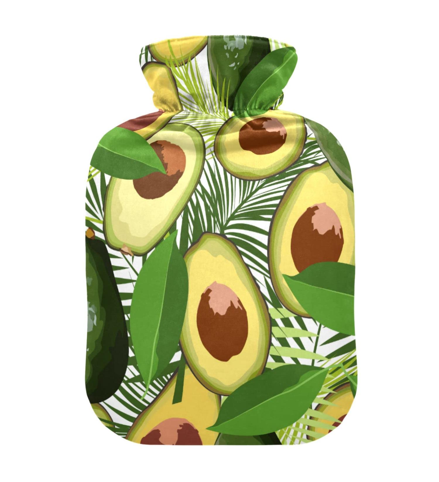 Heat Bottle - 2L Avocado Tropical Leaves Hot Water Bag for Pain Relief & Menstrual Comfort - Buy Online on GoSupps.com