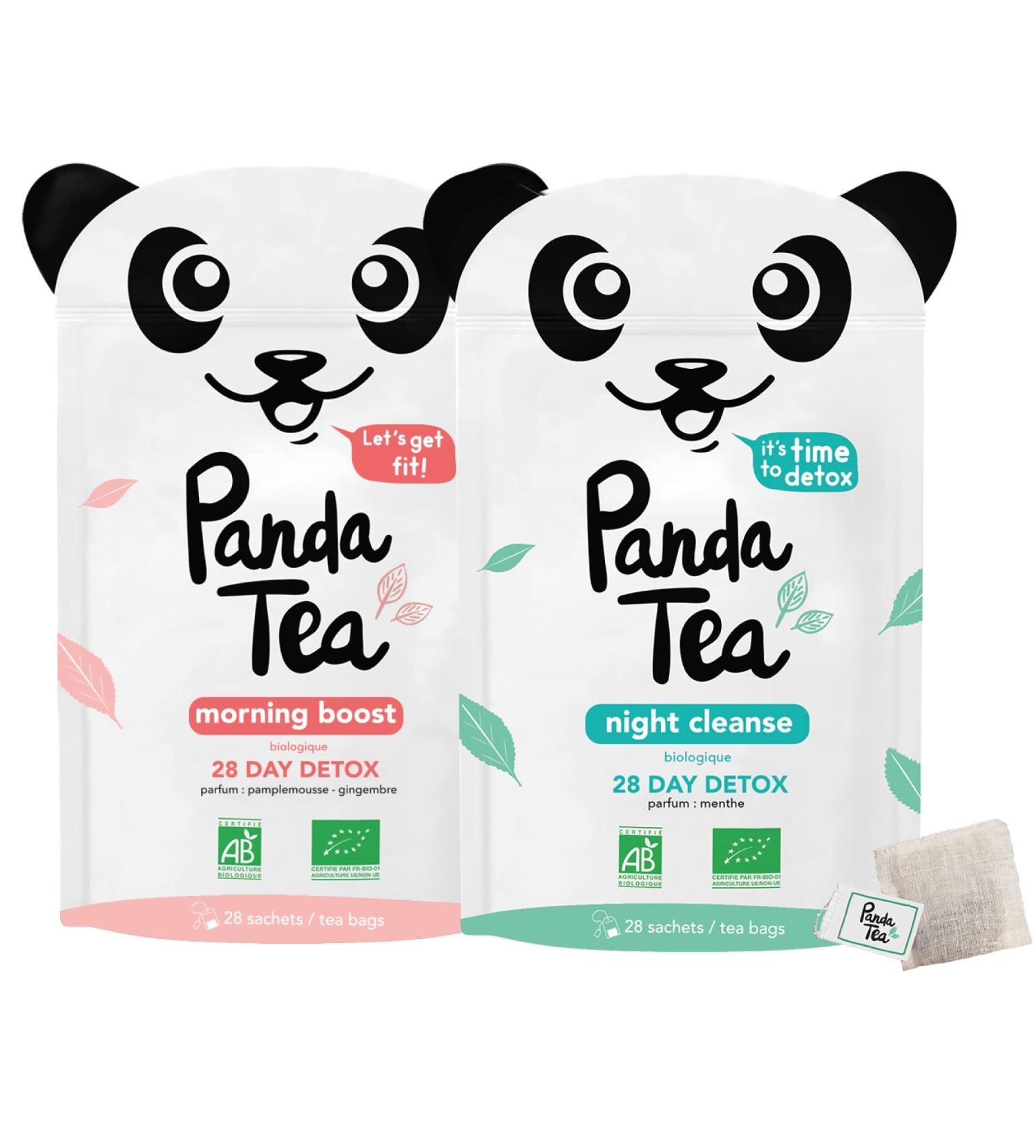 Panda Tea - Organic Detox Tea & Infusion - 56 Cotton Sachets/Infusettes - Challenge 28 days - Certified Organic - Buy Online on GoSupps.com