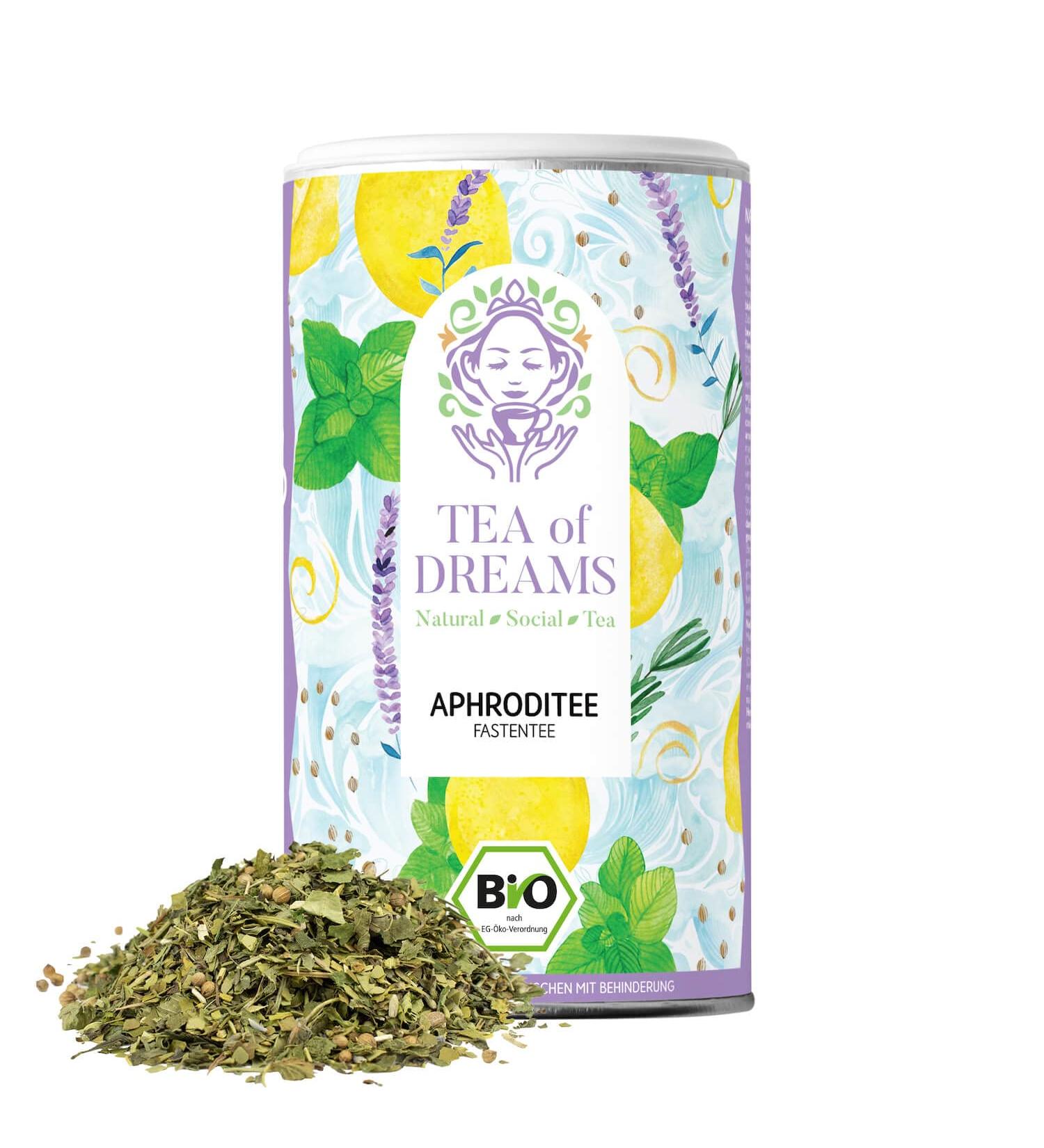  Tea of Dreams Fastentee Bio | Aphroditee | With Mate Milk Thistle Nettle Green Tea & Other "Super Herbs" | Loose Tea | 120g - Buy Online on GoSupps.com