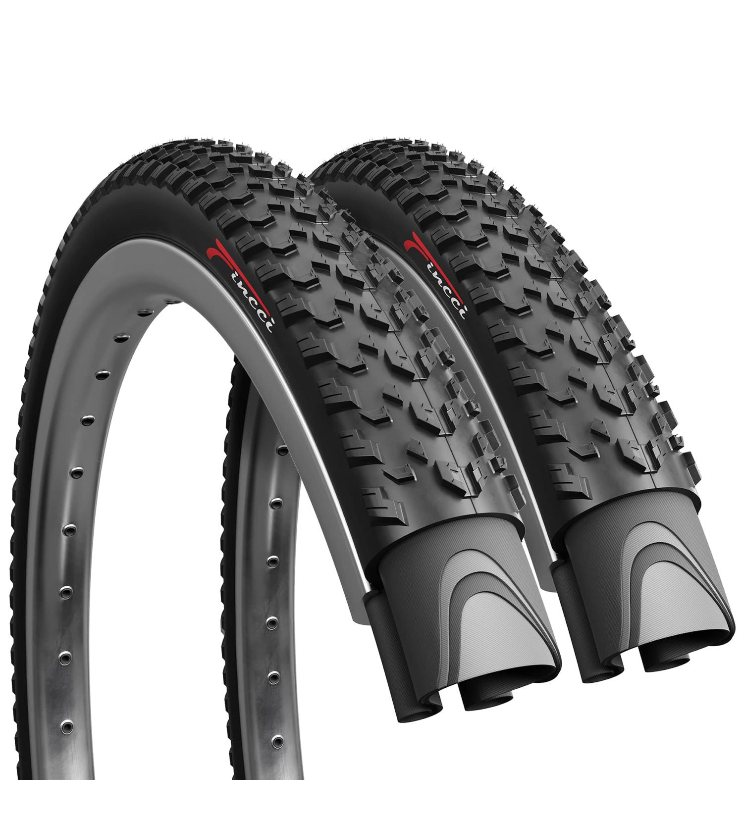 Fincci 27.5x2.10 Mountain Bike Tire Pair - Foldable Offroad Tires for Road MTB Mud Dirt Bicycle - Pack of 2 - Buy Online on GoSupps.com