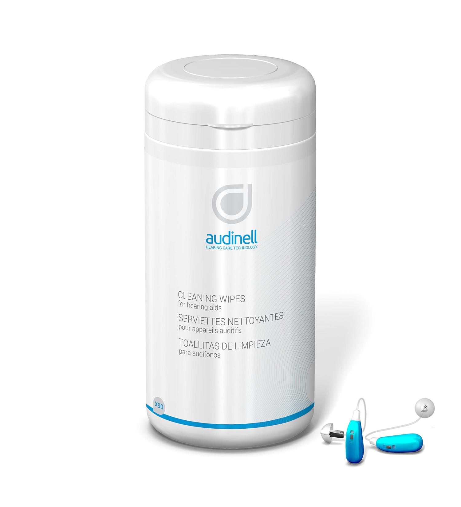 Audinell Cleaning Wipes | 90 Wipe Canister | Alcohol-Free | Dissolves  Cleans  Removes Earwax & Dirt from Hearing Aids  Earmold  Airpods  Earbuds  Earplugs  In-Ear Monitors  Hearing Protection Devices