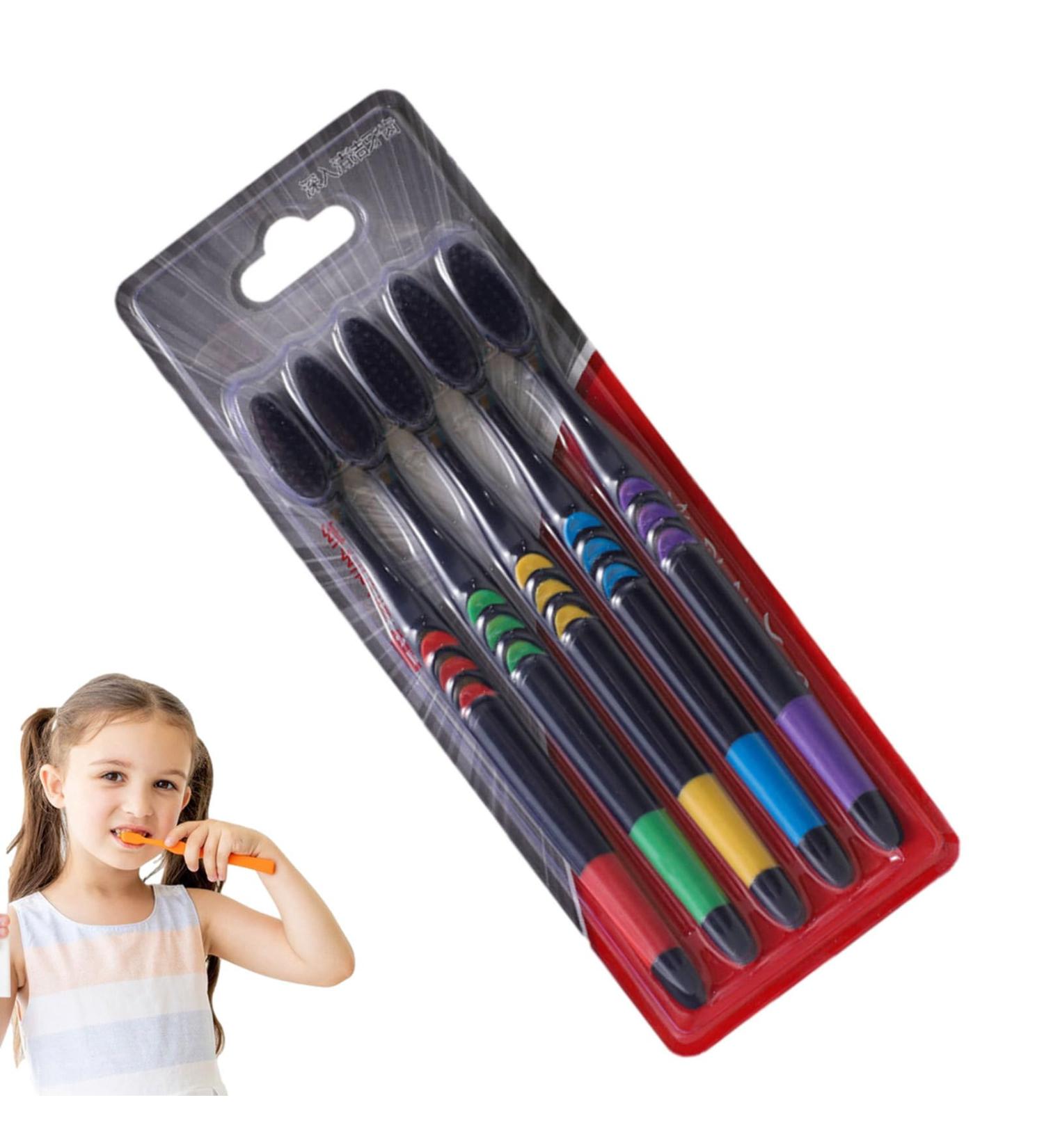 Rurunklee Soft Toothbrush Set for Adults - 5 Bamboo Charcoal Ultra-Frame Bristles in Colorful Designs | Eco-Friendly Oral Care - Buy Online on GoSupps.com