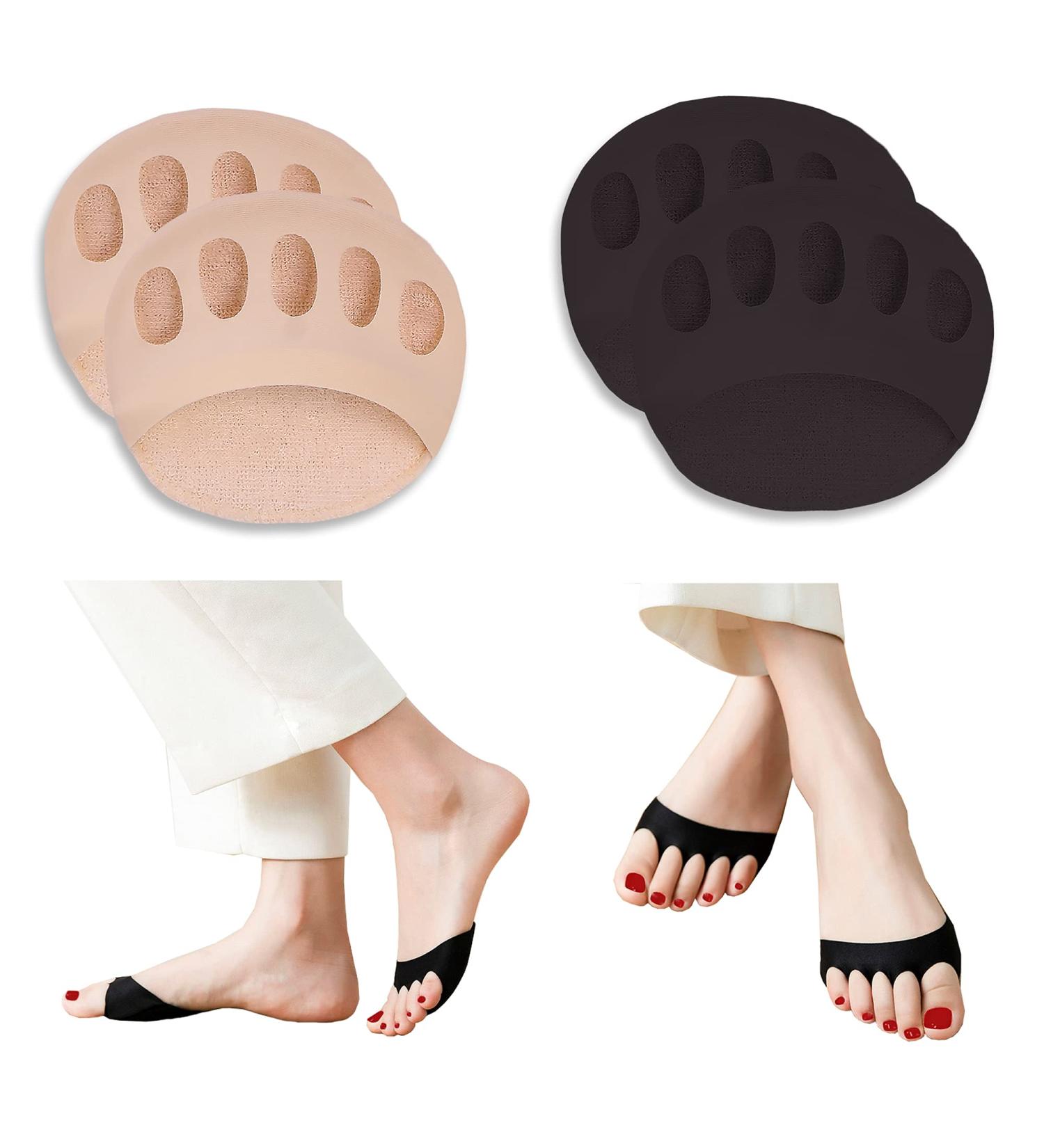 Reusable Honeycomb Fabric Forefoot Pads - Soft Metatarsal Cushions for Pain Relief | Black & Beige Options - Buy Online on GoSupps.com