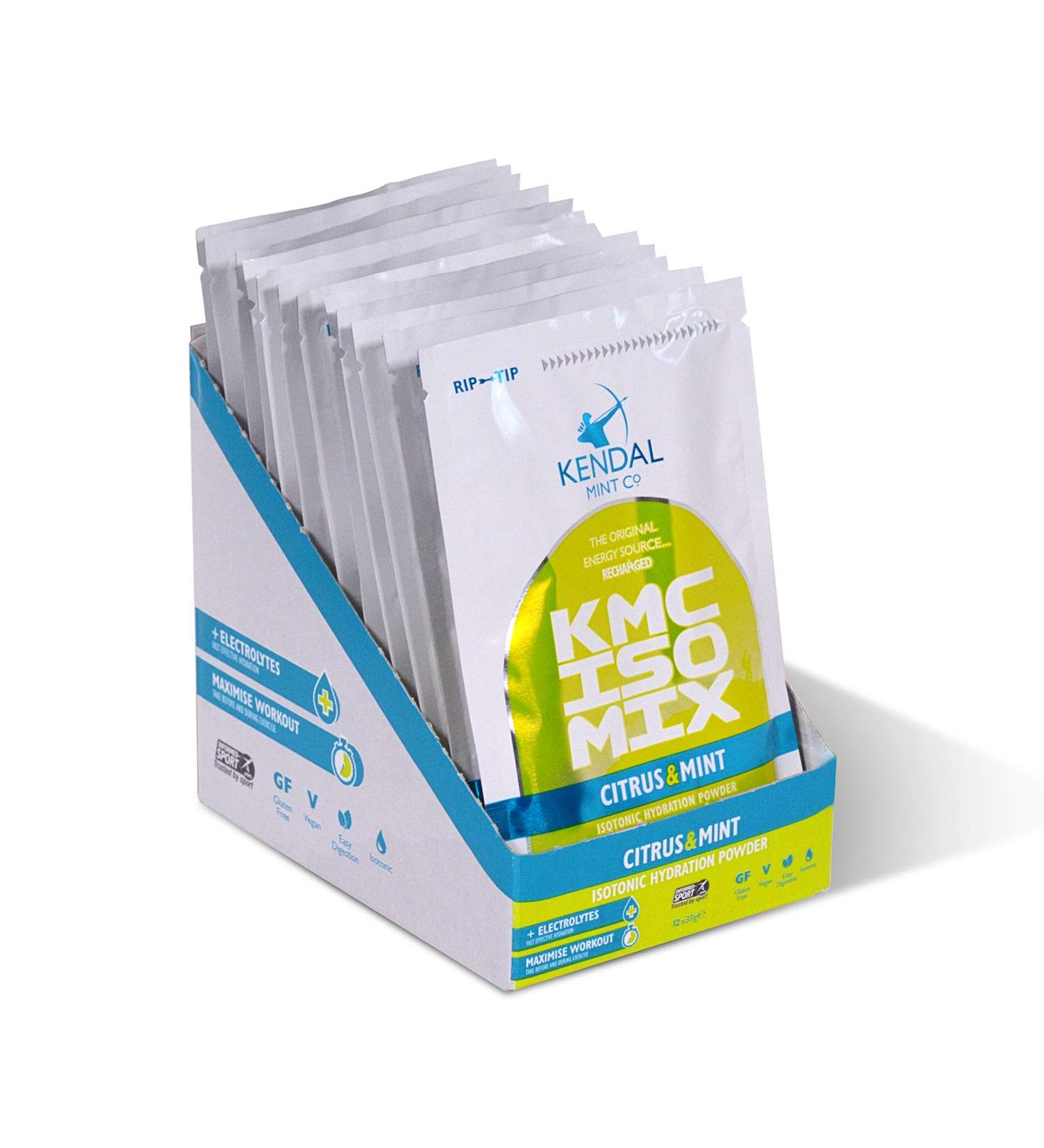  Kendal Mint Co. KMC ISO MIX: Isotonic electrolyte and energy drink powder Refreshing Citrus & Mint by Kendal Mint Co (Citrus & Mint 12 x 37 g) - Buy Online on GoSupps.com