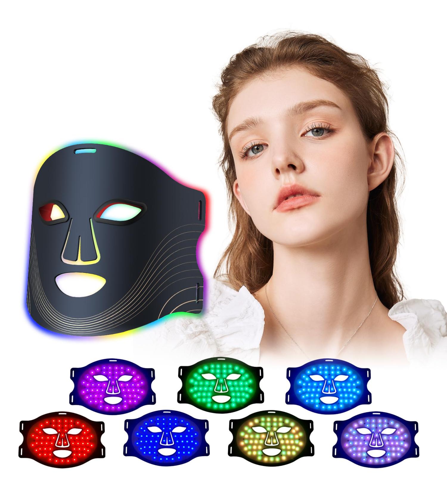 Red Light Therapy Mask - 7 Color LED Face Mask for Anti-Aging | 3 Intensity Levels | Soft Silicone Design & Time Memory Function - Buy Online on GoSupps.com