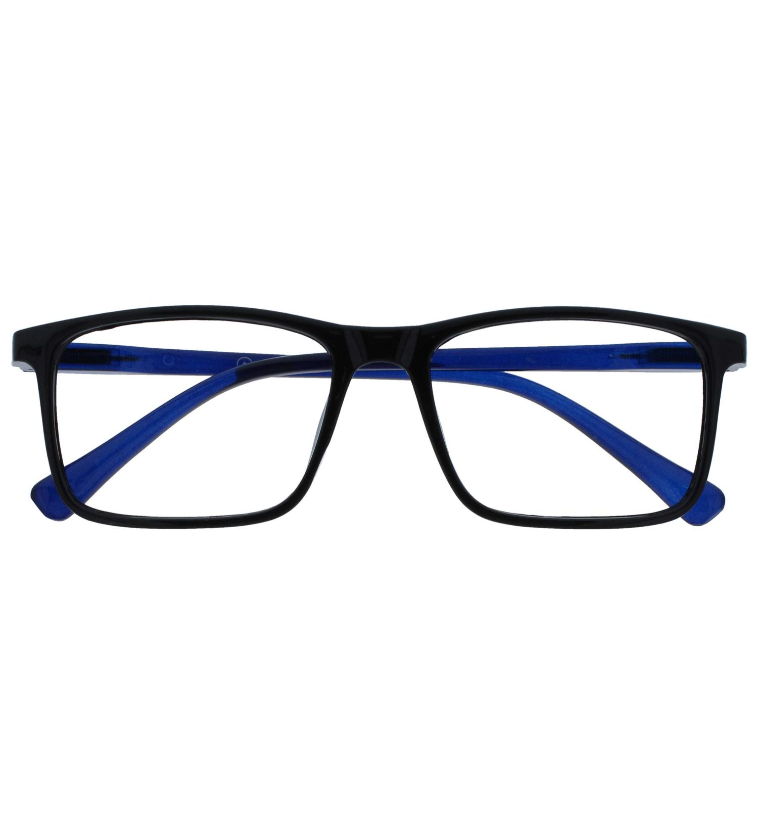 Buy Opulize Ink Long-Sightedness Glasses - M4-1 - 1.50 Dioptria - Scratch-Resistant Black with Blue Arms - Stylish Rectangular Frame for Men - International Shipping Available - Buy Online on GoSupps.com