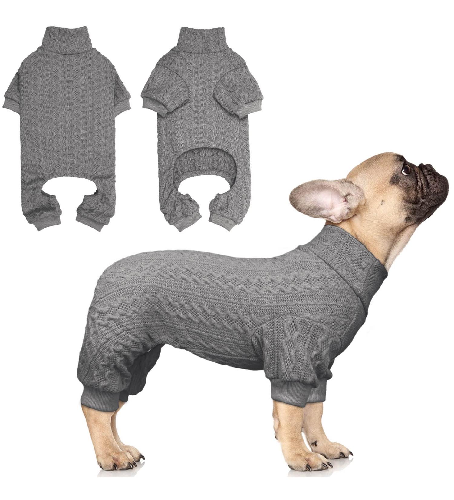 Knitted Turtleneck Dog Sweater - Warm Puppy/Cat Clothes for Small Dogs (X-Small, Grey) - Buy Online on GoSupps.com