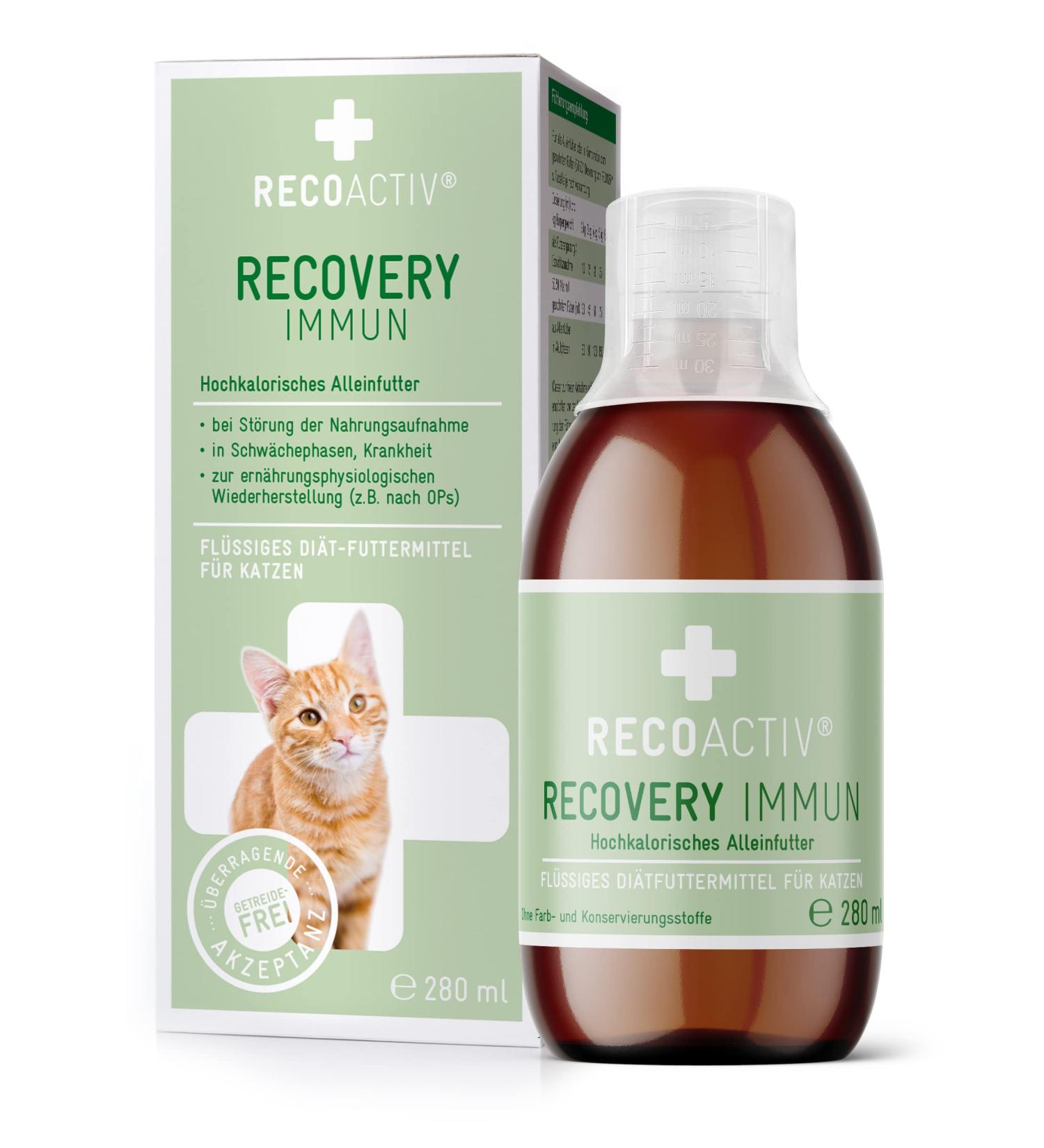 Buy Recoactiv Recovery Immune for Cats - High-Caloric Diet for Weight Gain & Nutritional Restoration (280 ml) - Ideal for Malnutrition & High Energy Needs - Buy Online on GoSupps.com