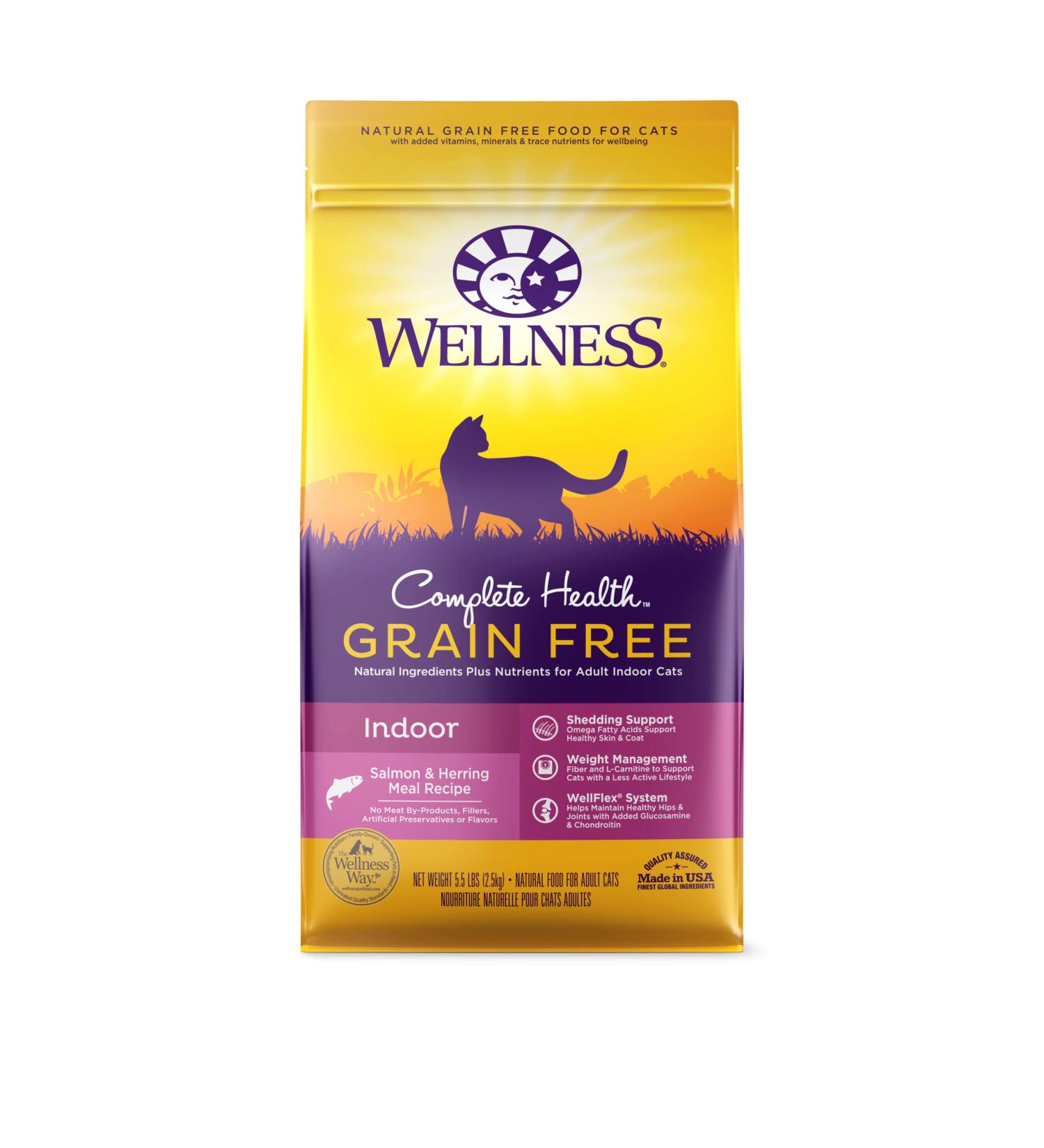 Wellness Complete Health Grain-Free Salmon & Herring Indoor Cat Food - 5.5 lb Bag - Buy Online on GoSupps.com