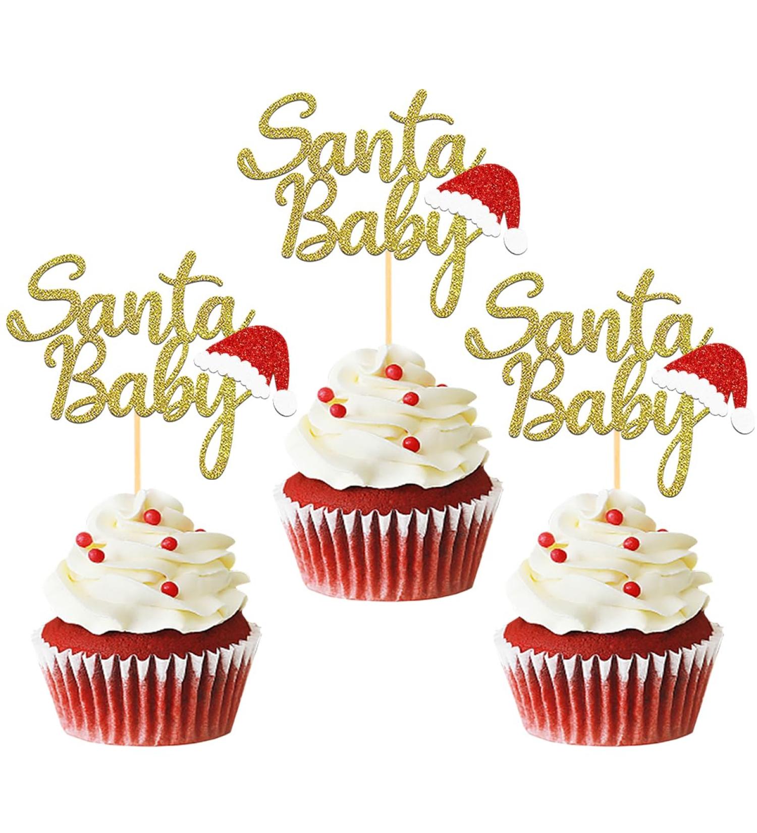 24 PCS Merry Christmas Cupcake Toppers for Christmas Decorations Christmas Tree Cake Toppers for Christmas Party Supplies (Baby B) - Buy Online on GoSupps.com