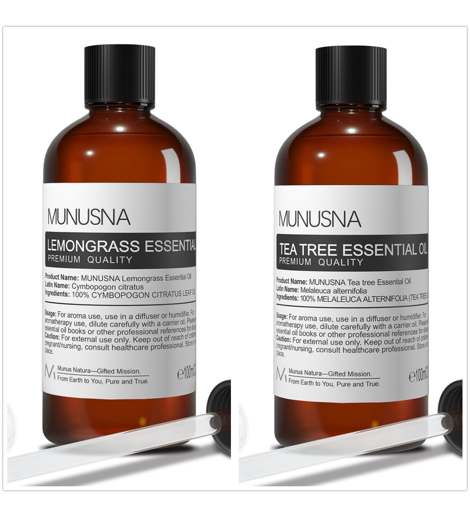 Lemongrass Essential Oil and Tea Tree Essential Oil for Aromatherapy Diffusers Candle Soap Making - Buy Online on GoSupps.com