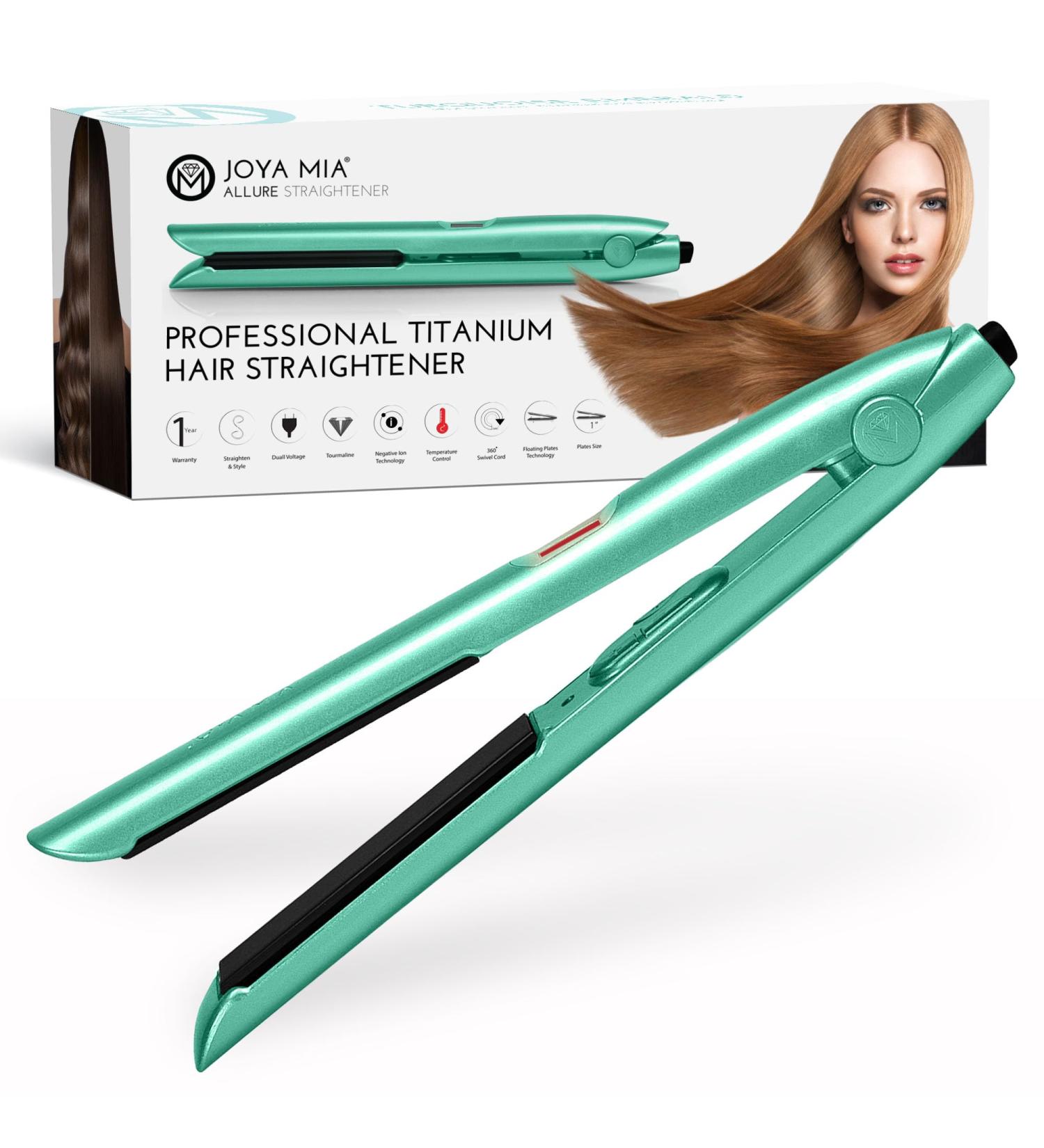 Joya Mia Allure 1 Oxidation Titanium Hair Straightener - Portable & Lightweight Flat Iron with Adjustable Temperature LCD Display & Travel-Friendly Design for All Hair Types - Teal - Buy Online on GoSupps.com