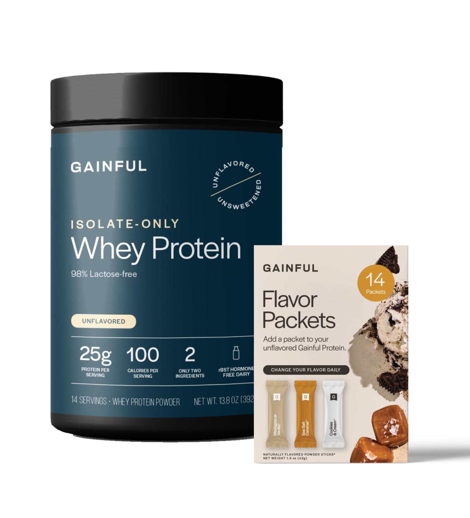 Gainful Isolate Only Whey Protein Powder + Sweet Treat Flavor Bundle 25g Clean Protein Supports Lean Muscle and Recovery Virtually Lactose-Free Ultra Versatile 14 Servings + 14 Flavor Sticks - Buy Online on GoSupps.com