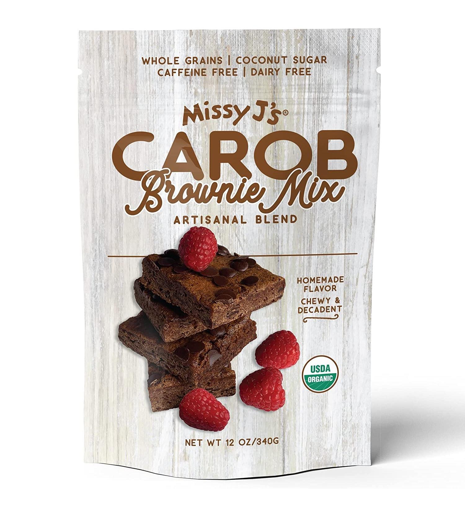 Missy J s Organic Carob Brownie Mix 12 Oz 1 Pack | Carob Made w/Coconut Sugar, Vegan and Dairy Free | Healthy Caffeine Free Substitute for Chocolate, Perfect Chewy Dessert 1 Count (Pack of 1)