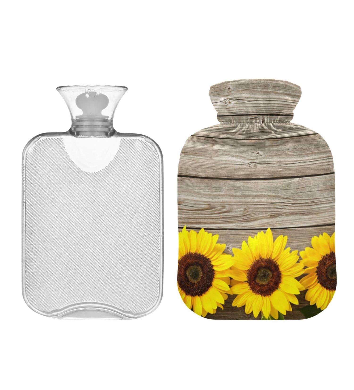 Hot Water Bottle 2L with Sunflower Cover | Pain Relief & Winter Warmth for Hands & Feet - International Shipping - Buy Online on GoSupps.com