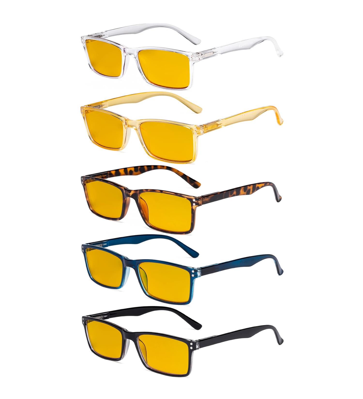 Eyekepper 5 Pack Blue Light Filter Glasses - Stylish Amber Tinted +1.00 Reading Glasses for Computer Use - Blue Light Blocking Set - Buy Online on GoSupps.com