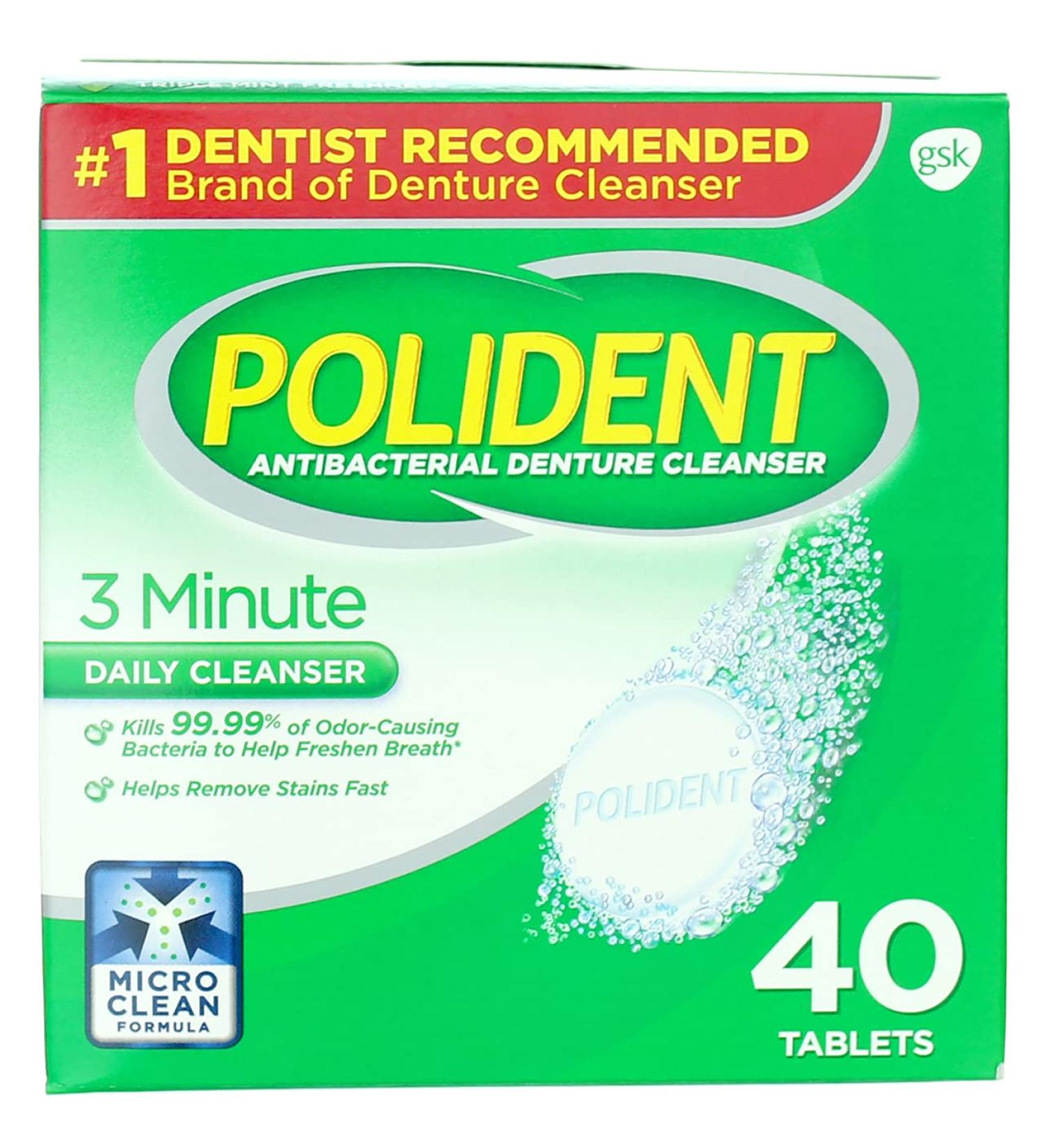Buy Polident 3 Minute Denture Cleanser Tablets - 40 Size (40s) | Fast Worldwide Shipping - Buy Online on GoSupps.com
