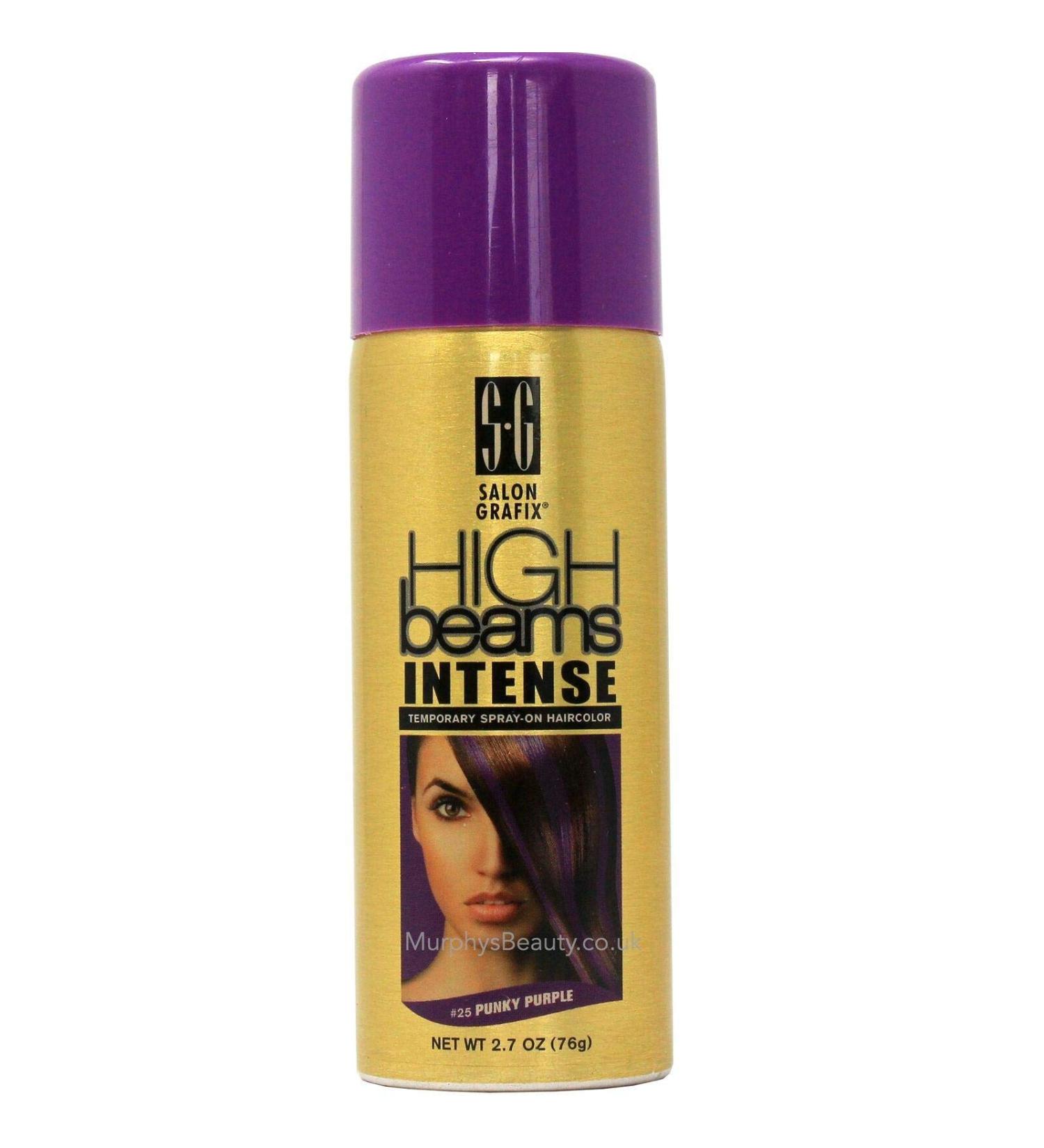 High Beams Intense Spray-On Hair Color Punky Purple - 2.7 Oz - Add Temporary Color Highlight to Your Hair Instantly - Great for Streaking Tipping or Frosting - Washes out Easily Punky Purple #25 2.7 Fl Oz (Pack of 1)