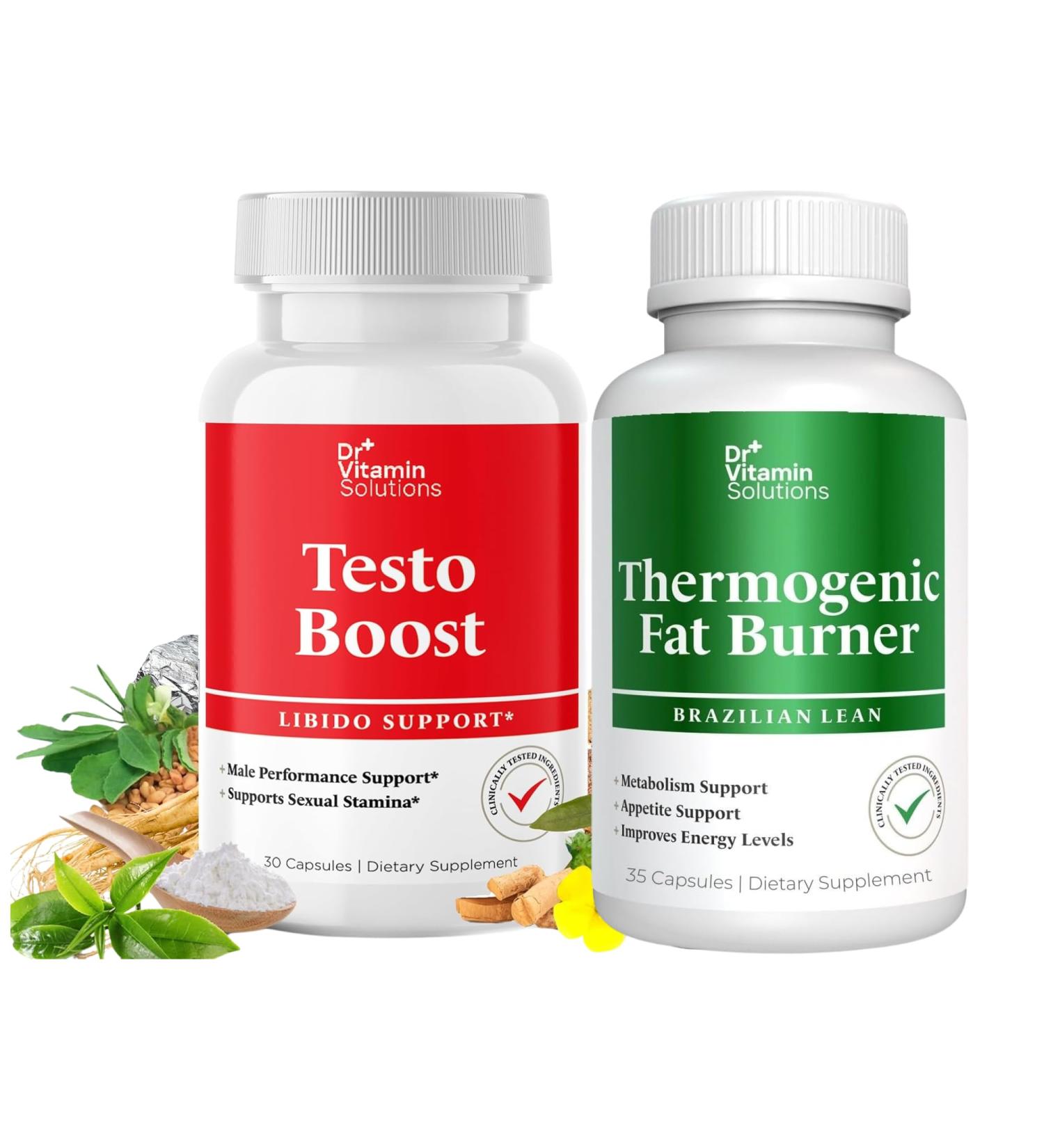 Dr. Vitamin Testo Boost Supplement for Men & Thermogenic Fat Burner - Buy Online on GoSupps.com