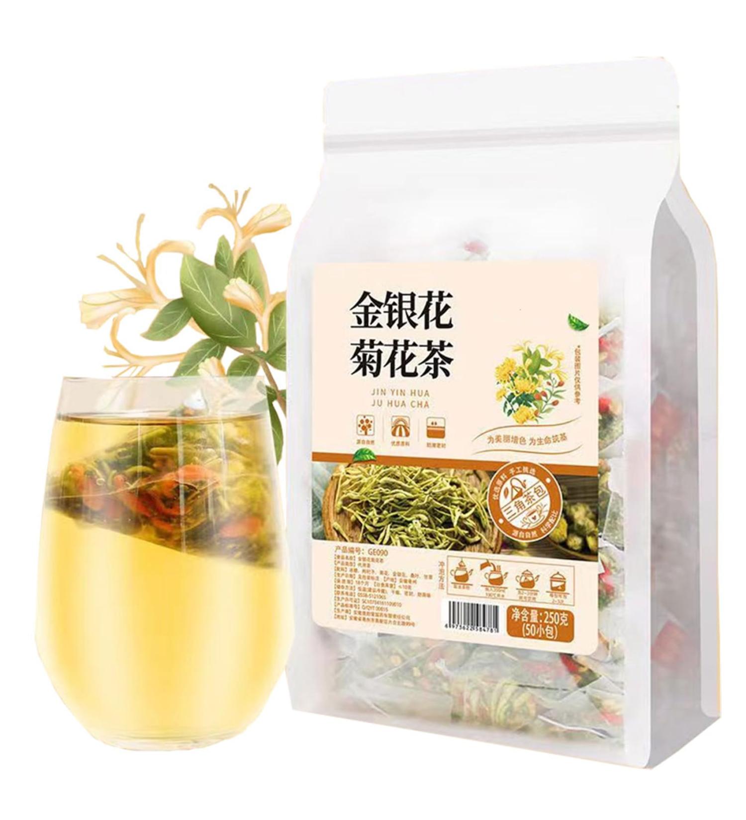 Honeysuckle chrysanthemum tea 8.81 oz (5g*50bags) Chinese Pure Nature Wolfberry Health Care Mixed Tea Combination Tea 250g - Buy Online on GoSupps.com
