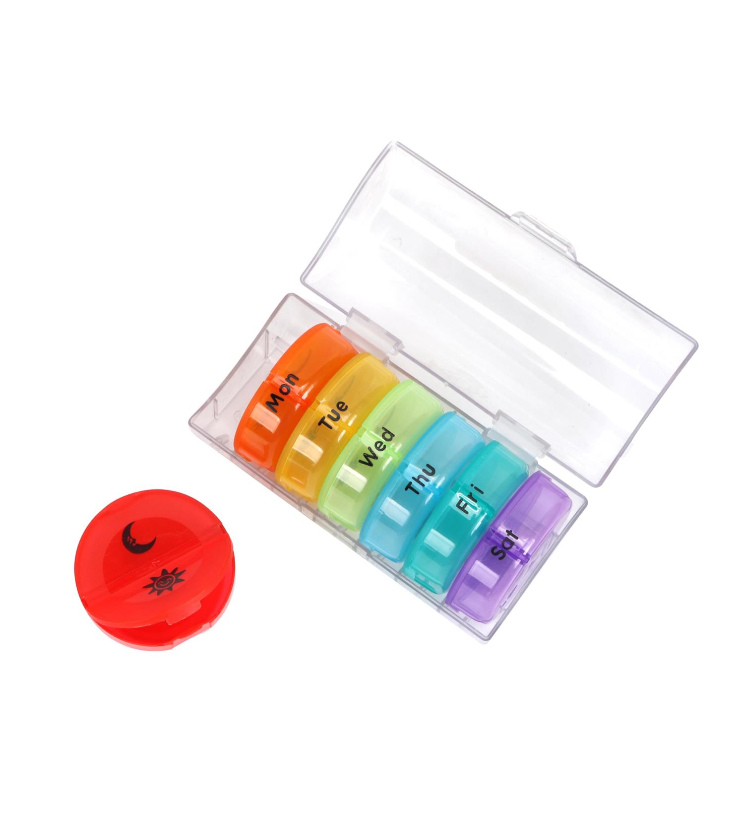 Buy Weekly Pill Organizer - 7 Day Portable Storage Box for Medication | Rainbow Design - International Shipping Available - Buy Online on GoSupps.com