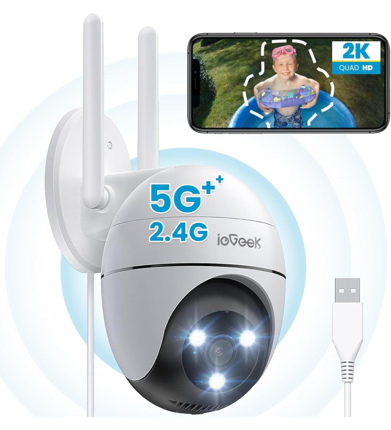 ieGeek 2.4G/5GHz PTZ Security Camera Outdoor, 2K 3MP Dual-Band WiFi CCTV Camera, Color Night Vision, WiFi Home IP Camera with Human Detection, Siren, 2-Way Audio, Work with Alexa, Memory/Cloud(Wired) - Buy Online on GoSupps.com