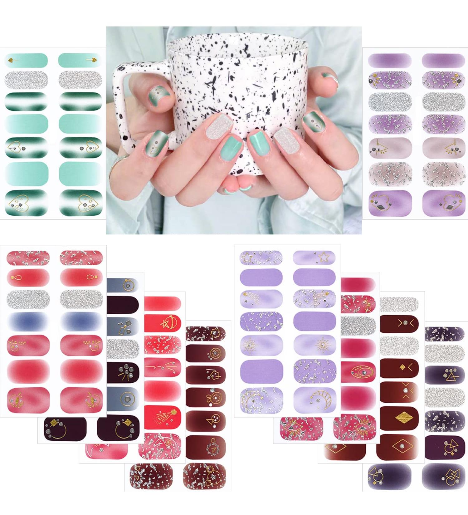 DB11 Gel Nail Strips Glitter - 10 Sheets Manicure Set for Women - Holiday Gift Idea - Buy Online on GoSupps.com