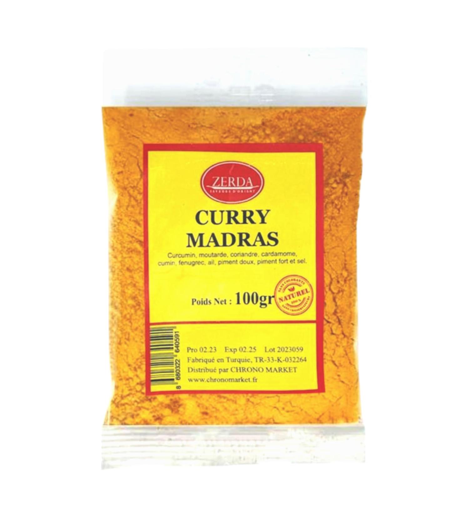 Madras Curry (Indian Curry Powder) 100G | ZERDA | High Quality | No Colorants or Preservatives | 100% Natural - Buy Online on GoSupps.com