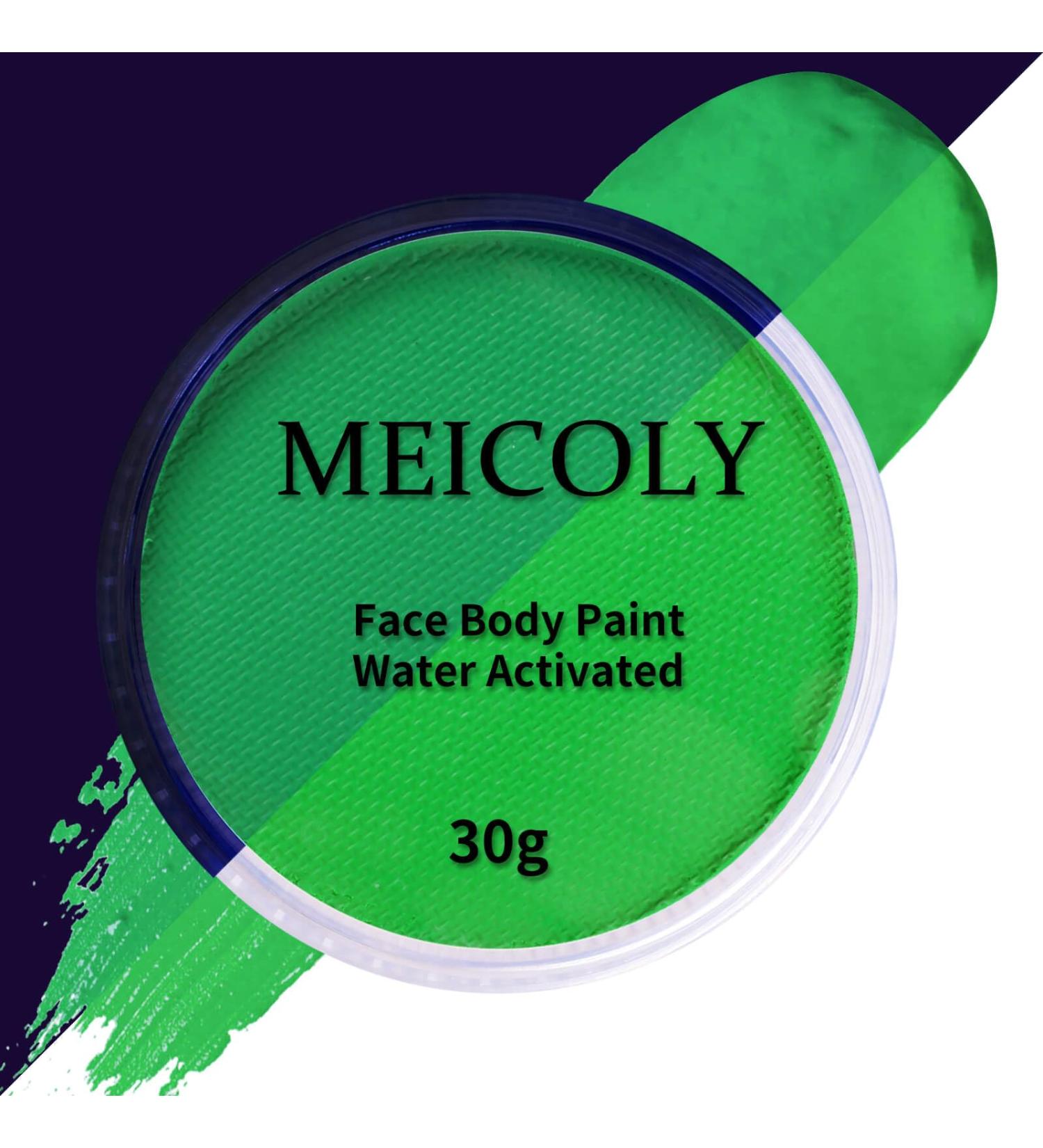 MEICOLY Neon Green Face Paint - Water Activated Glow in the Dark Washable & Non-Toxic Body Paint (1.05oz) - Perfect for Festivals & Parties - Buy Online on GoSupps.com