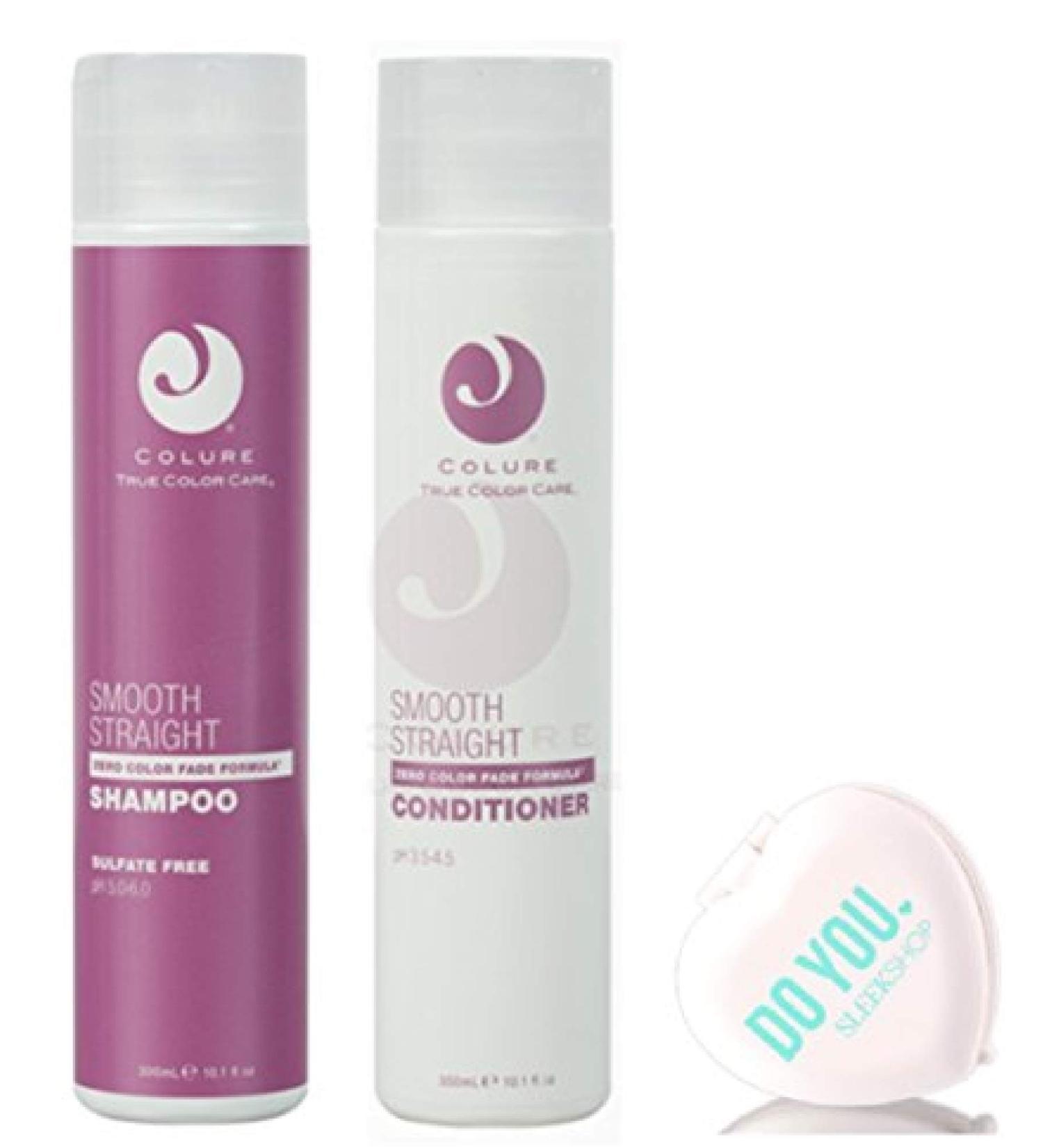 Colure Smooth Straight Shampoo & Conditioner DUO Set (with Sleek Compact Mirror) (10.1 oz / 300ml Kit)