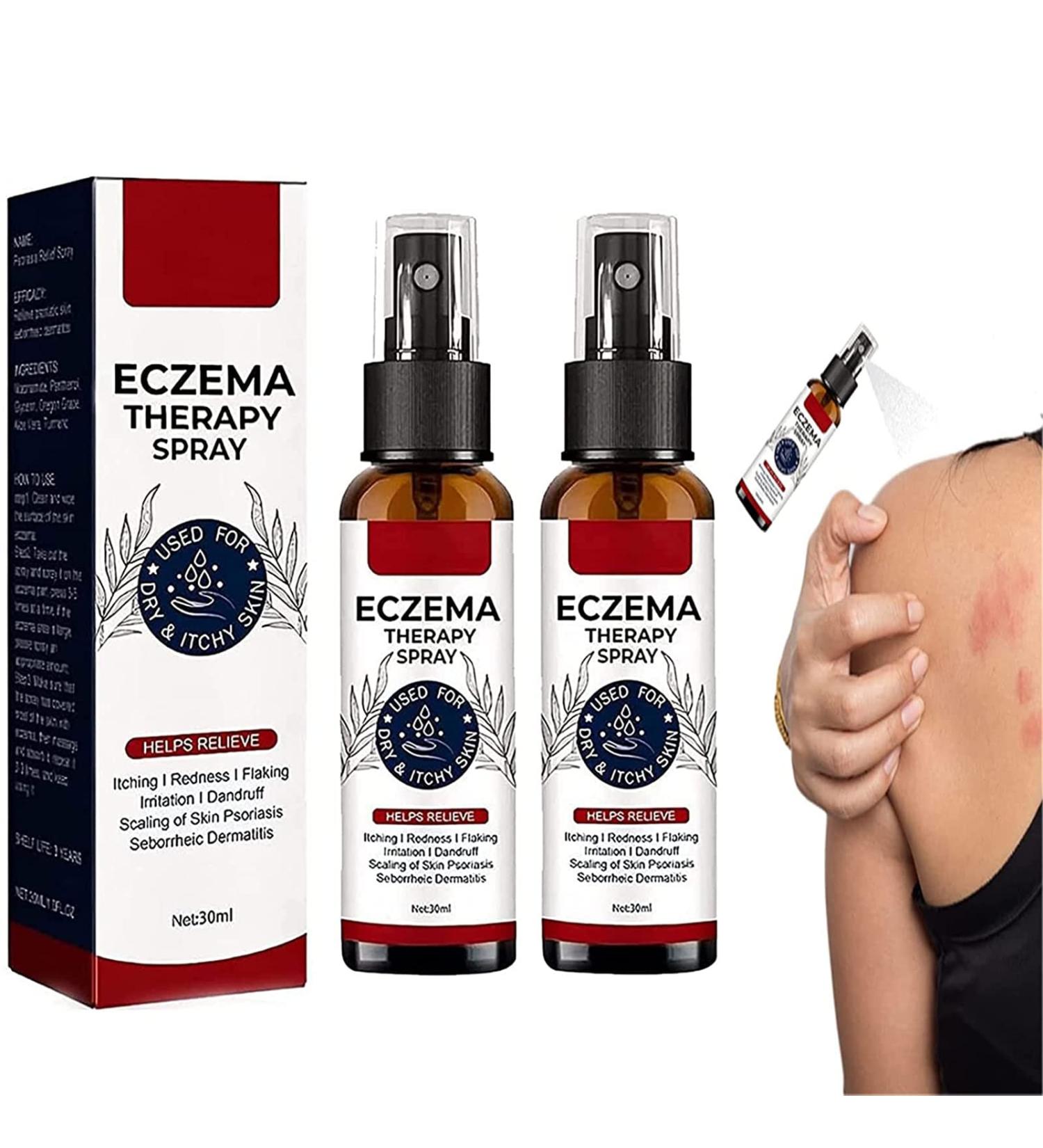 DUBUSH Eczema Therapy & Psoriasis Relief Spray - Fast-Acting Itch Relief, Hydrating Cream for Dry Skin - 2 Pcs - Buy Online on GoSupps.com