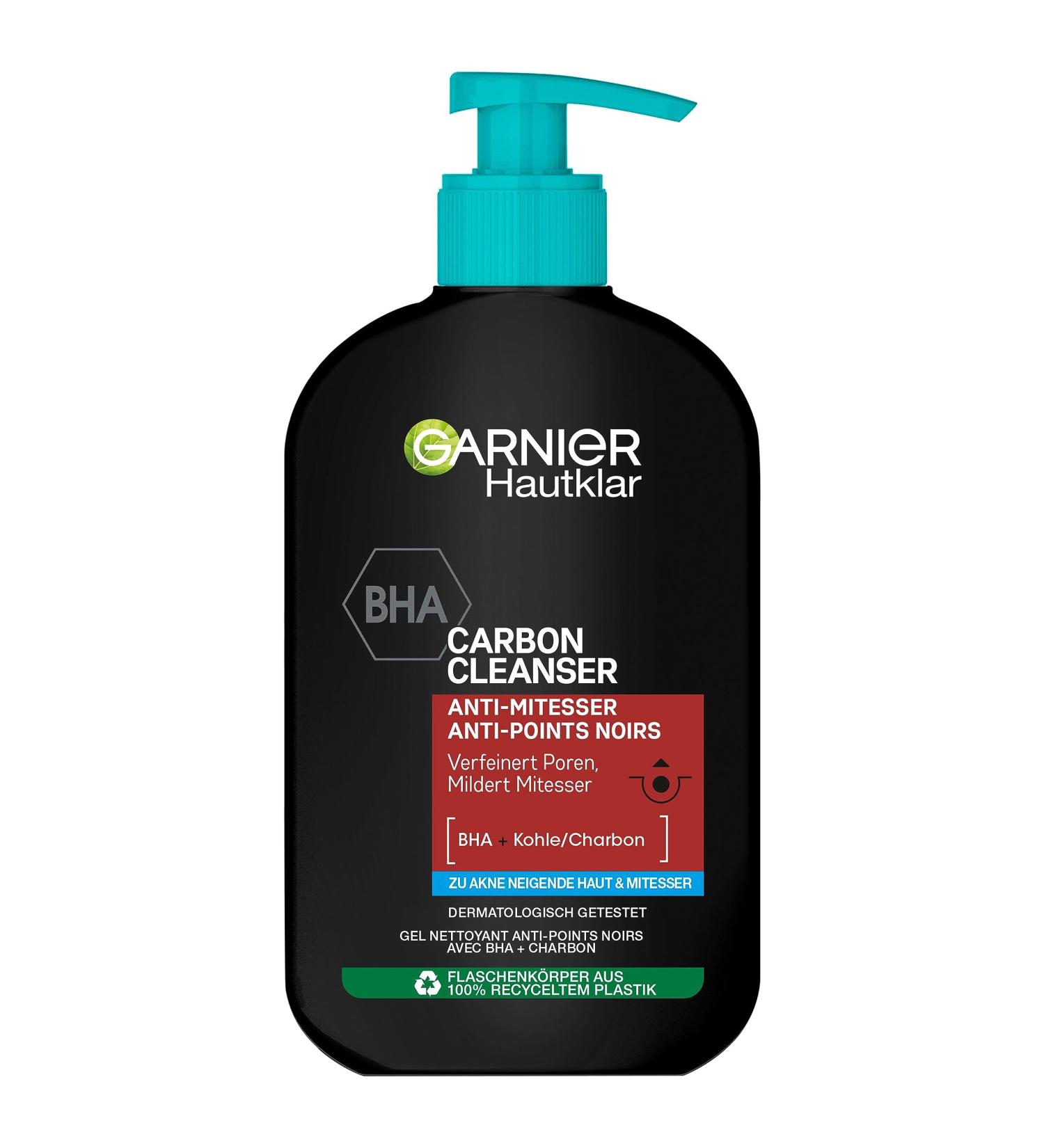Garnier Hautklar Cleansing Gel 250ml | BHA Carbon Cleanser Anti-Blackhead & Pimple Wash - Buy Online Internationally - Buy Online on GoSupps.com