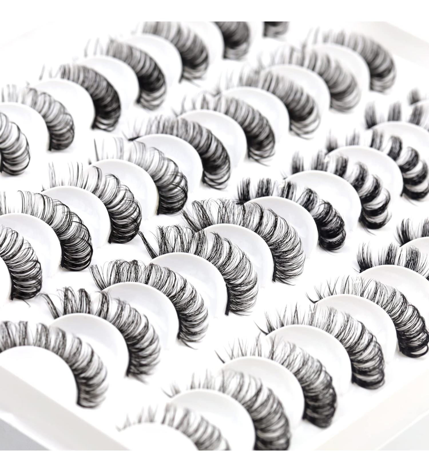 Mereton D Curl Russian Strip Lashes - 20 Pairs | 4 Styles, 3D Fluffy Curly Faux Mink Lashes | 13mm-18mm | Russian Volume Extensions - Buy Online on GoSupps.com