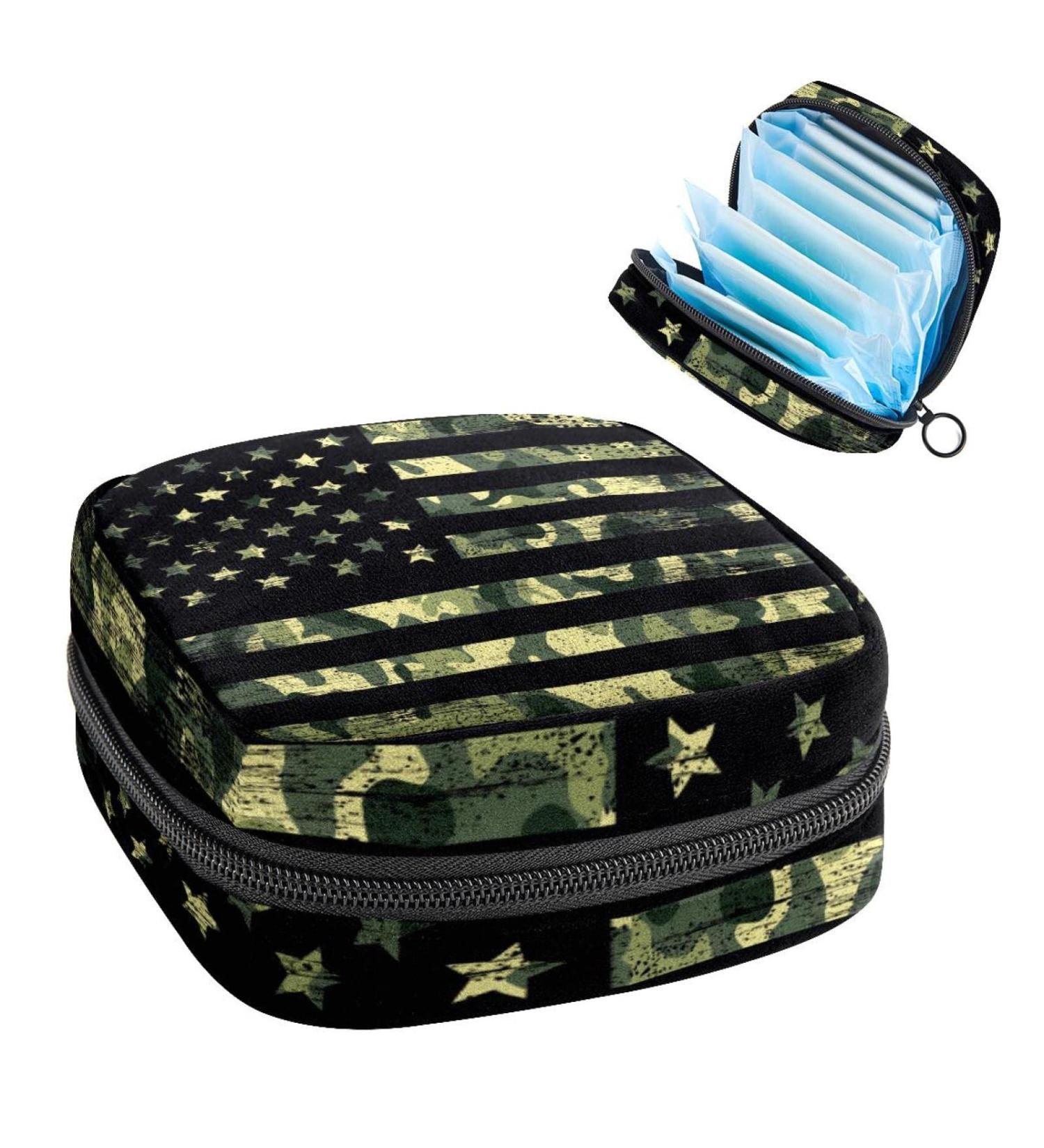 Women's Bond Storage Bags | Camouflage Period Kit Holder | American Flag Design | Portable Feminine Product Bag - Buy Online on GoSupps.com
