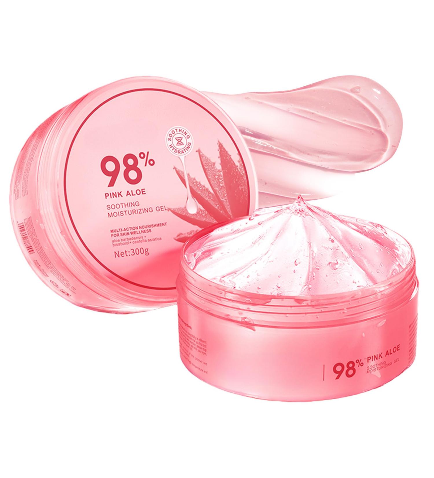 CLY AMS Pink Aloe Vera Gel for Face & Body Hair & Sunburn Relief Soothing Moisturizing Gel Moisturizer No Sticky for Scalp Hydration Soothing After Sun Care (300g/10.58ounce) - Buy Online on GoSupps.com