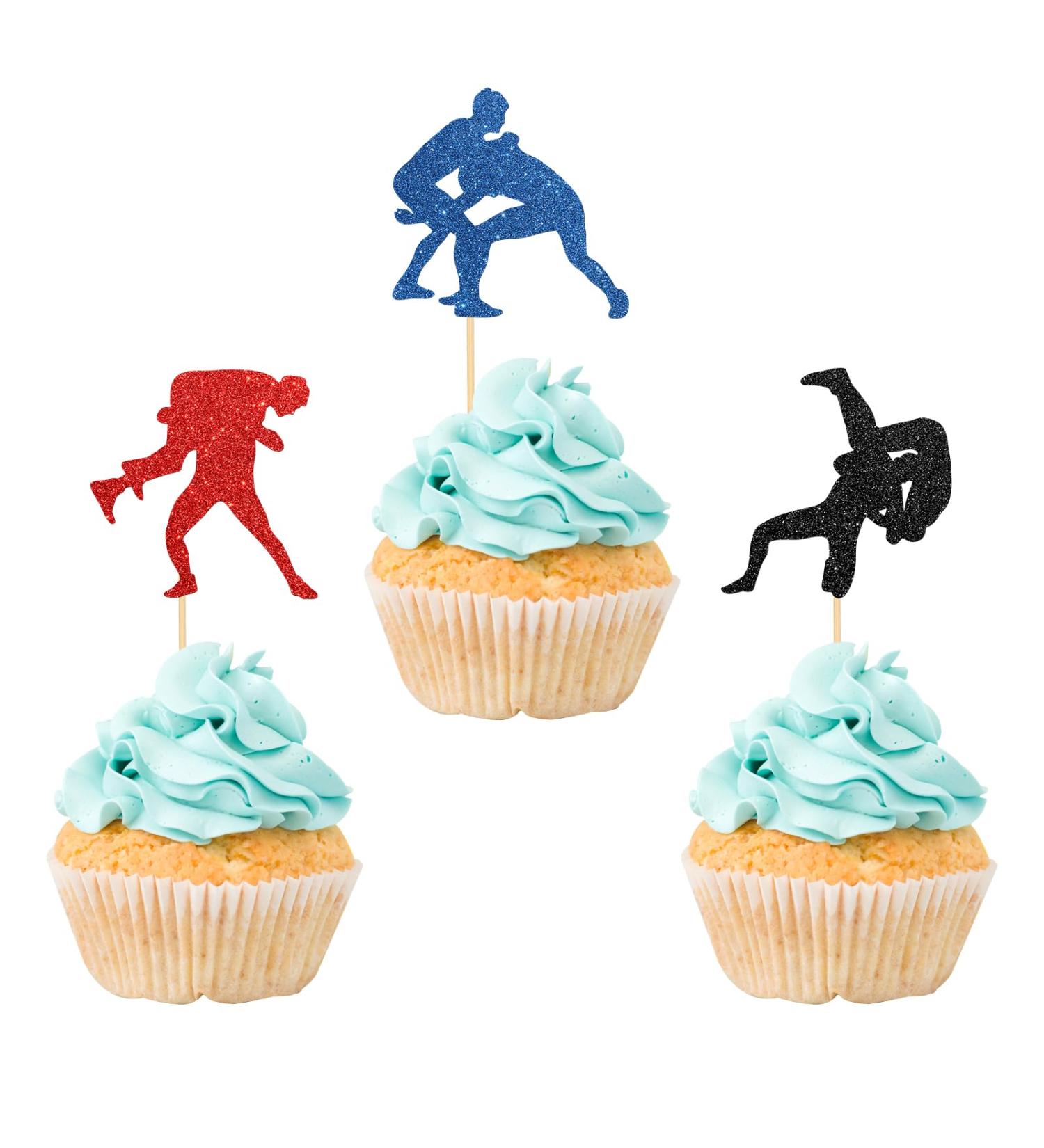 Maicaiffe Wrestling Cupcake Toppers Boy Man Wrestler Birthday Cupcake Toppers Adults Birthday Wrestling Happy Birthday Party Dessert Decors Sport Party Decorations 24Pcs Glitter - Buy Online on GoSupps.com