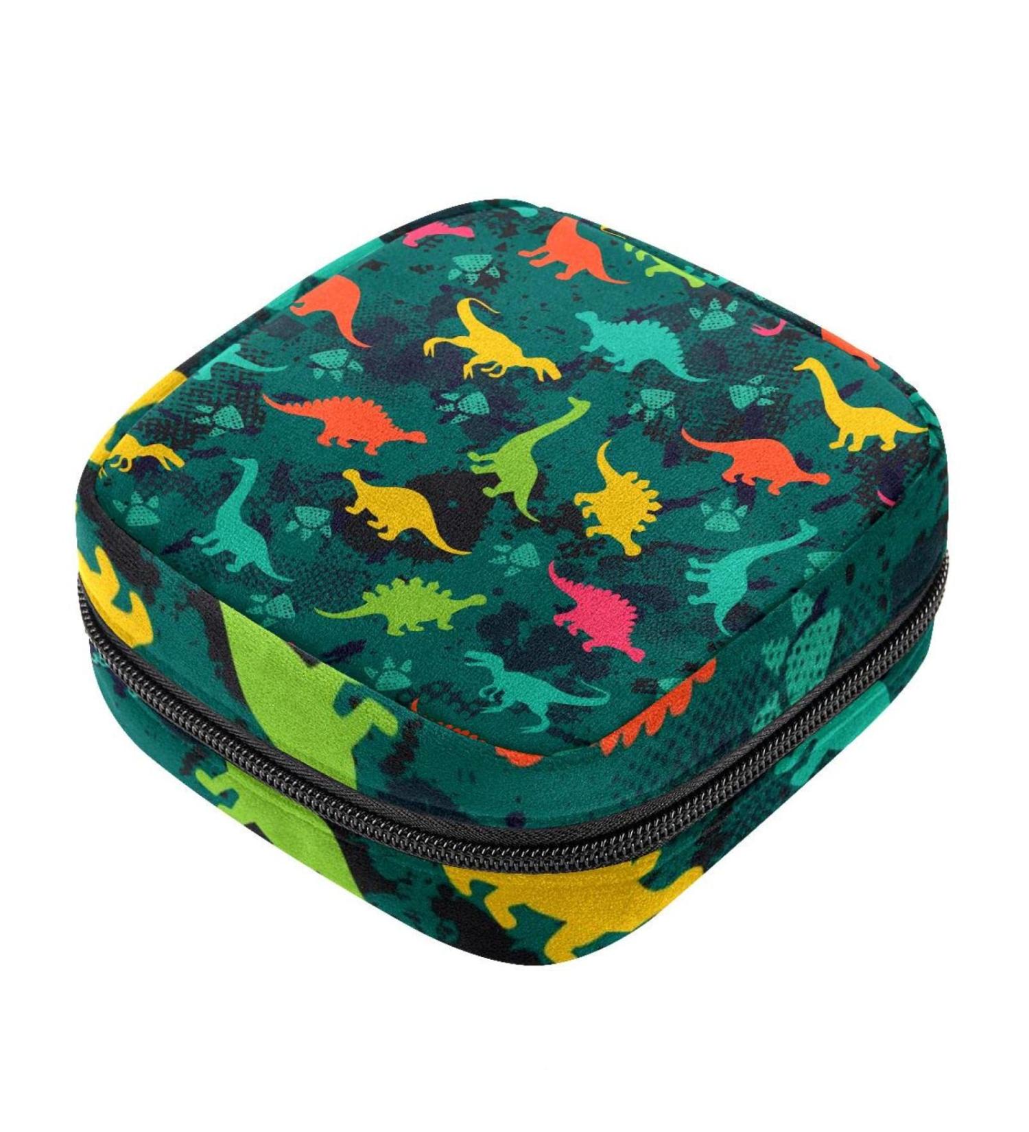 Shop Grunge Women's Napkin Storage Bag - Colorful Dinosaur Design | Portable Menstrual Cup & Bandage Organizer for First Period - Buy Online on GoSupps.com