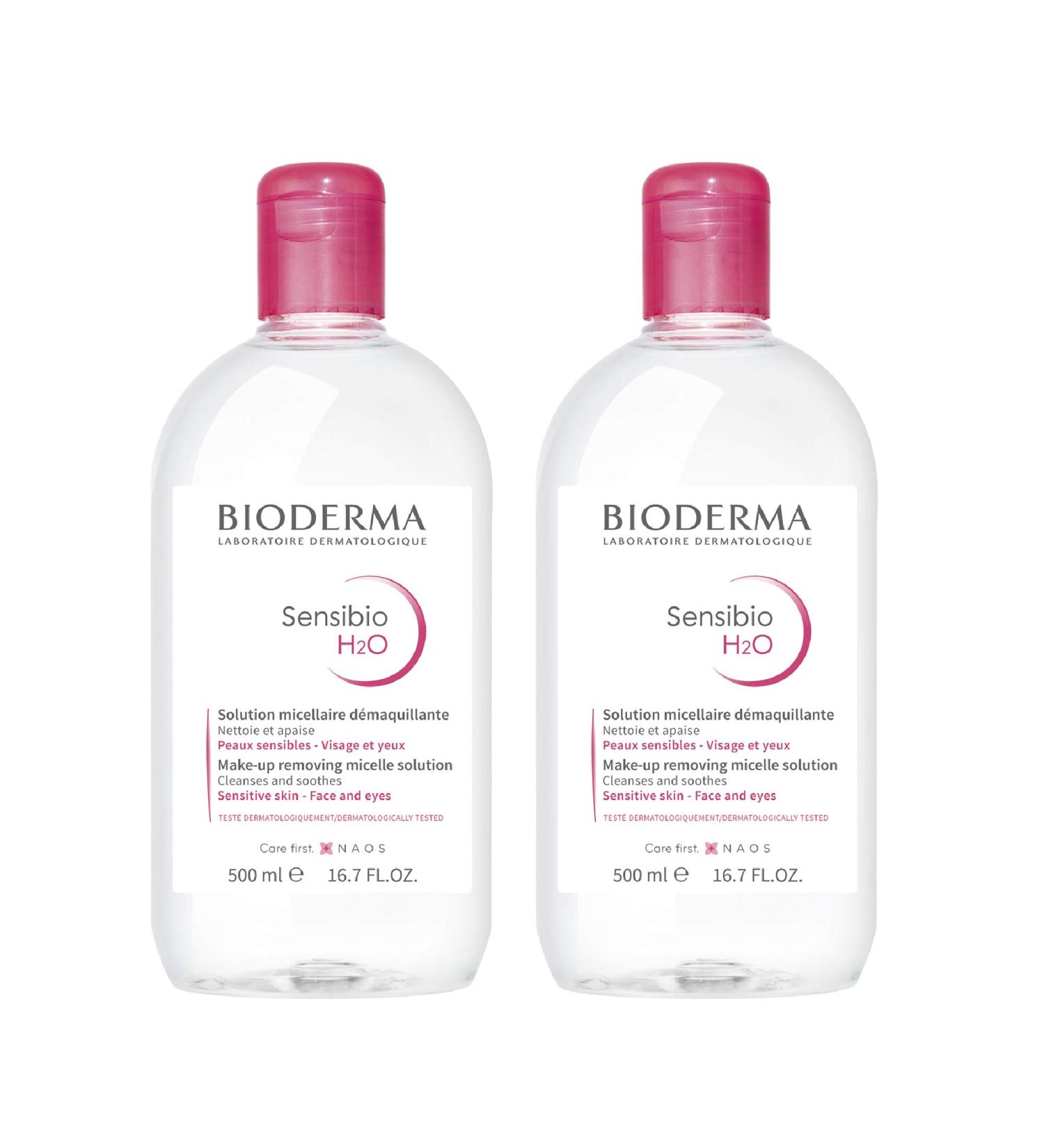 Bioderma Sensibio Pack - Crealine H2O Micelle Solution 2x500ml | Gentle Cleansing Water for Sensitive Skin - Buy Internationally - Buy Online on GoSupps.com
