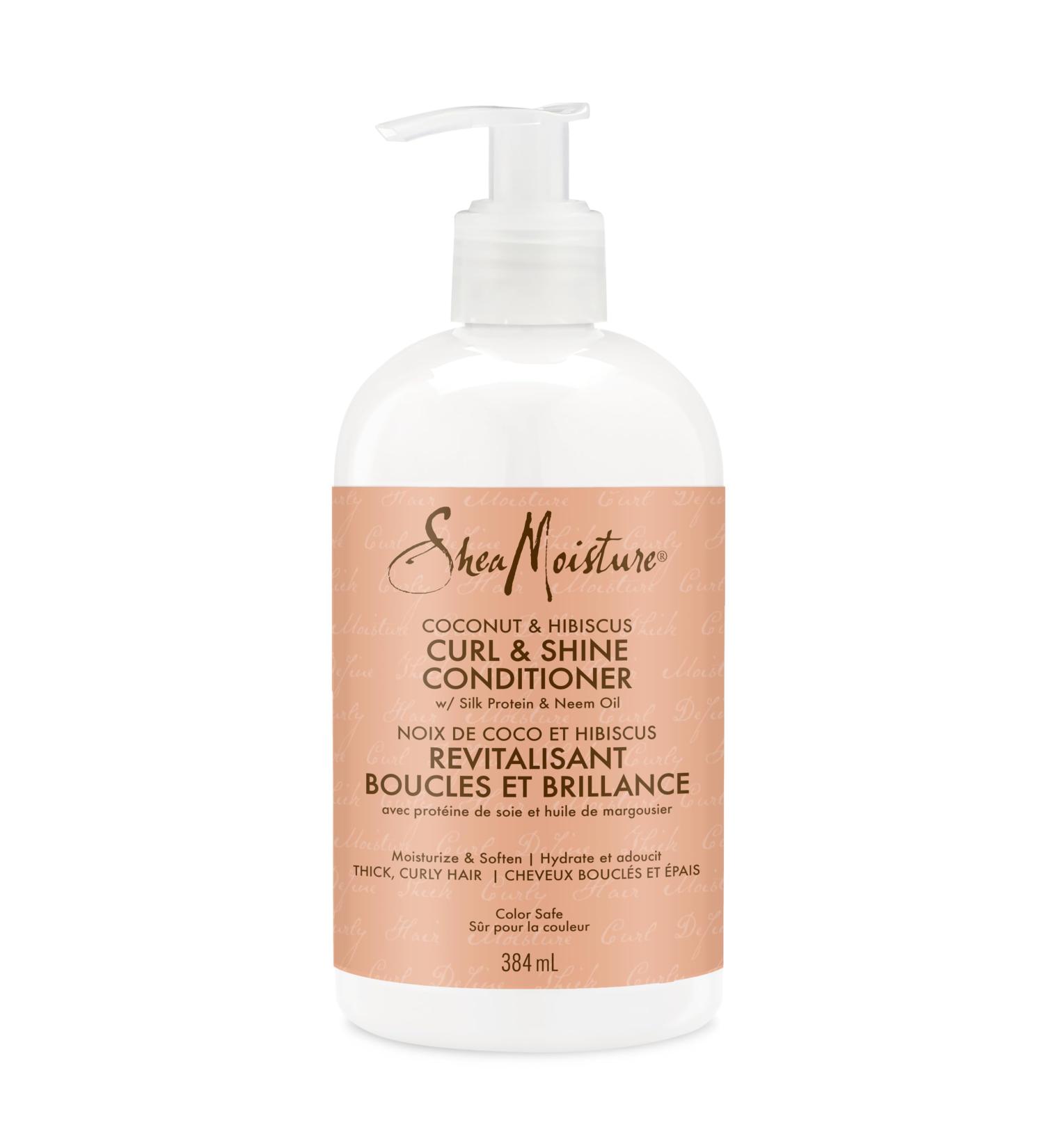 Shea Moisture Coconut & Hibiscus Curl & Shine Conditioner for Thick Curly Hair with Silk Protein & Neem Oil to Moisturize & Soften 384 ml - Buy Online on GoSupps.com