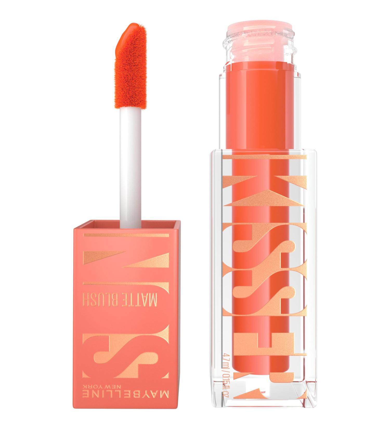 Maybelline New York - Blush Liquide 3-en1 - Fini Mat Glowy - Fard Joues Highlighter et Bronzer - Effet Bonne Mine - Teint H l - Sunkisser Hazy Matte - Teinte : 34 Peachy Quench - 4 7 ml - Buy Online on GoSupps.com