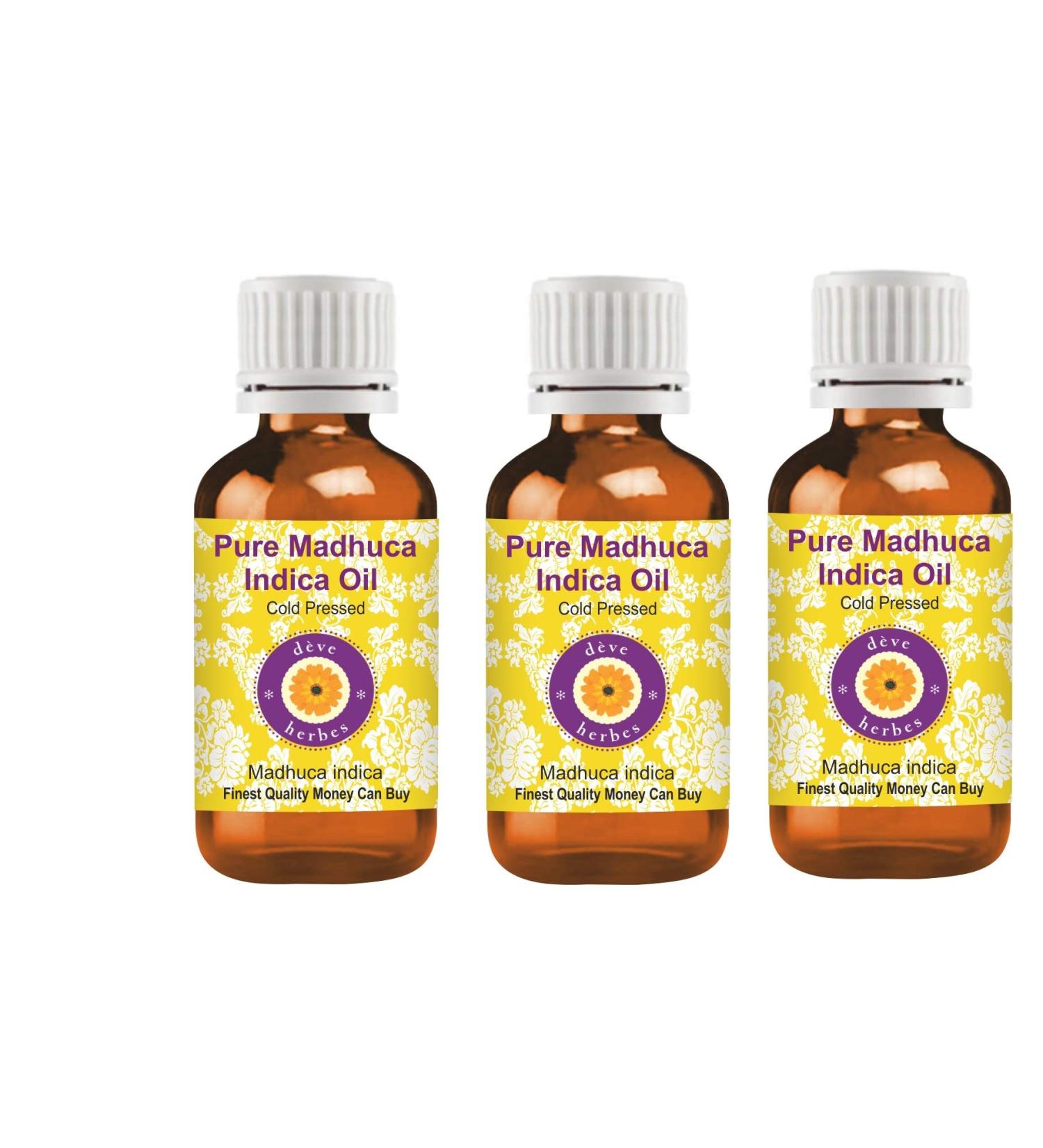  Deve Herbes Deve Herbs Pure Madhuca Indica Oil (Madhuca indica) Natural Therapeutic Grade Cold Pressed (Pack of Three) 100 ml x 3 (10 oz) - Buy Online on GoSupps.com