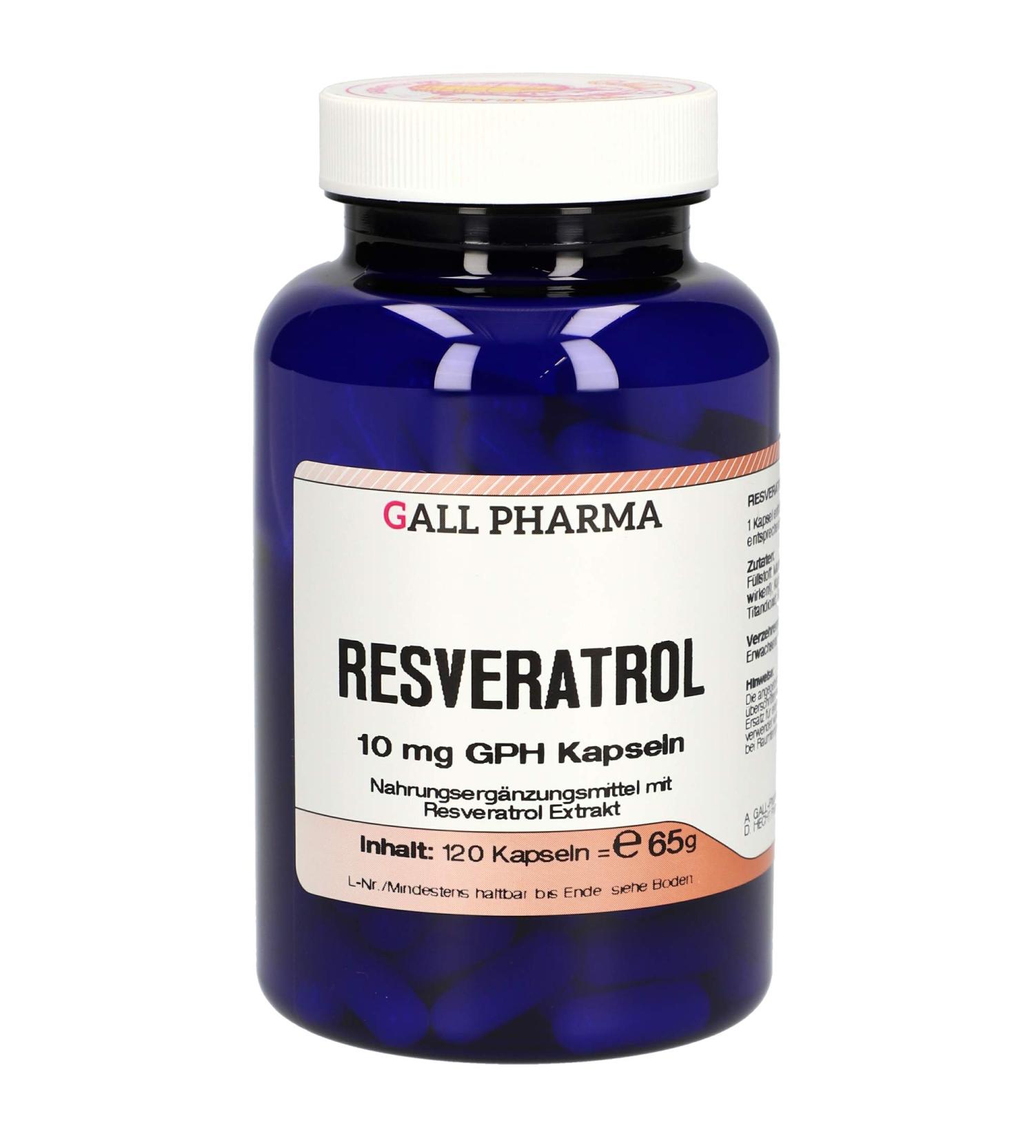 Gall Pharma Resveratrol 10 mg Capsules - 120 Pieces for Antioxidant Support | International Shipping Available - Buy Online on GoSupps.com